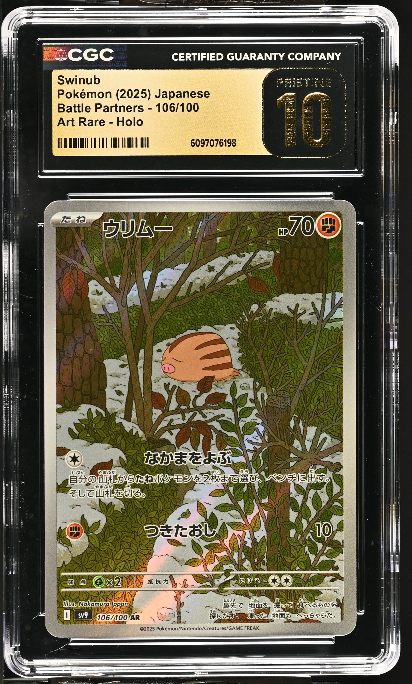 Graded Swinub (106/100) - Battle Partners Pokémon Card