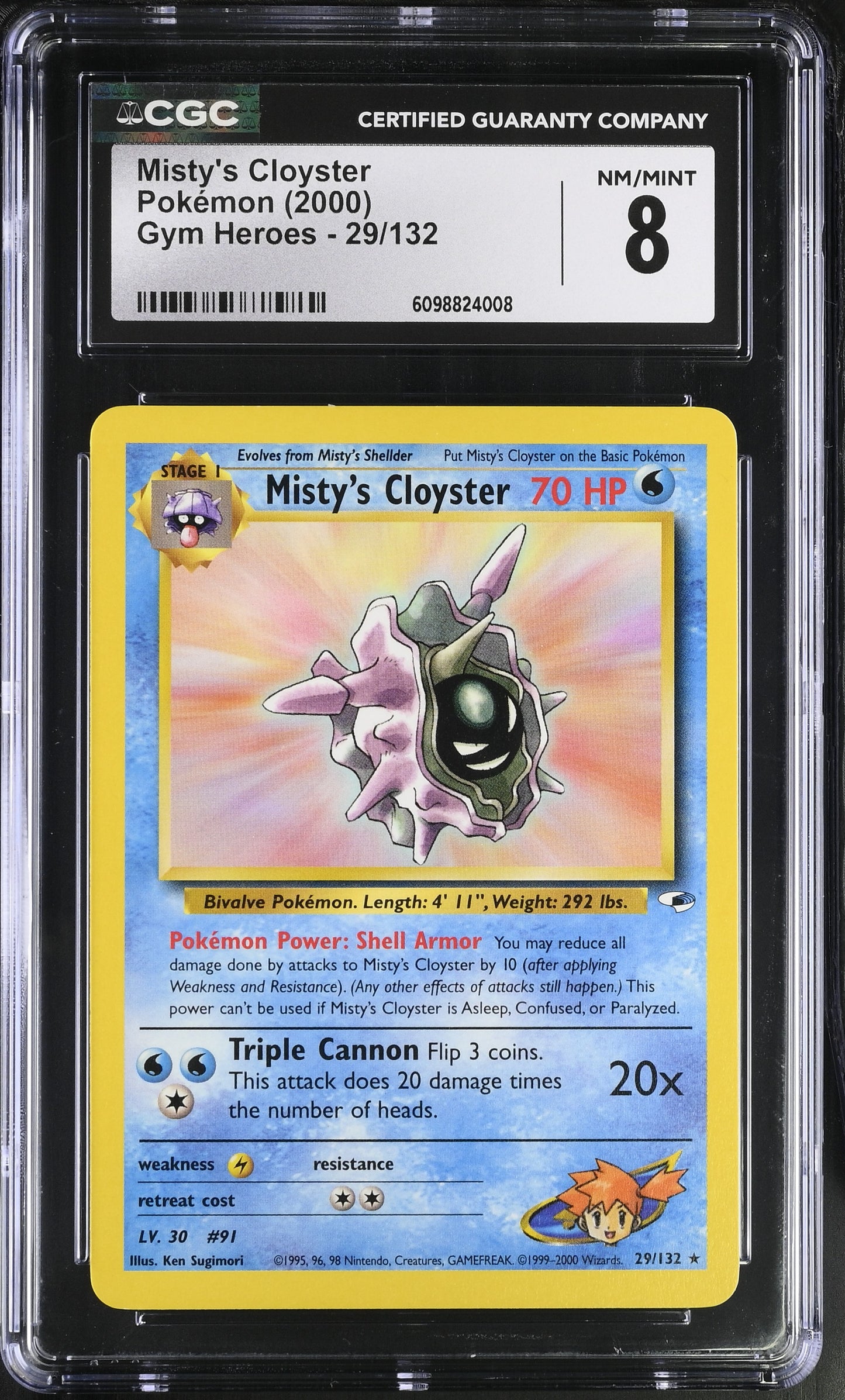 Graded Misty's Cloyster (29/132) - Gym Heroes CGC 8