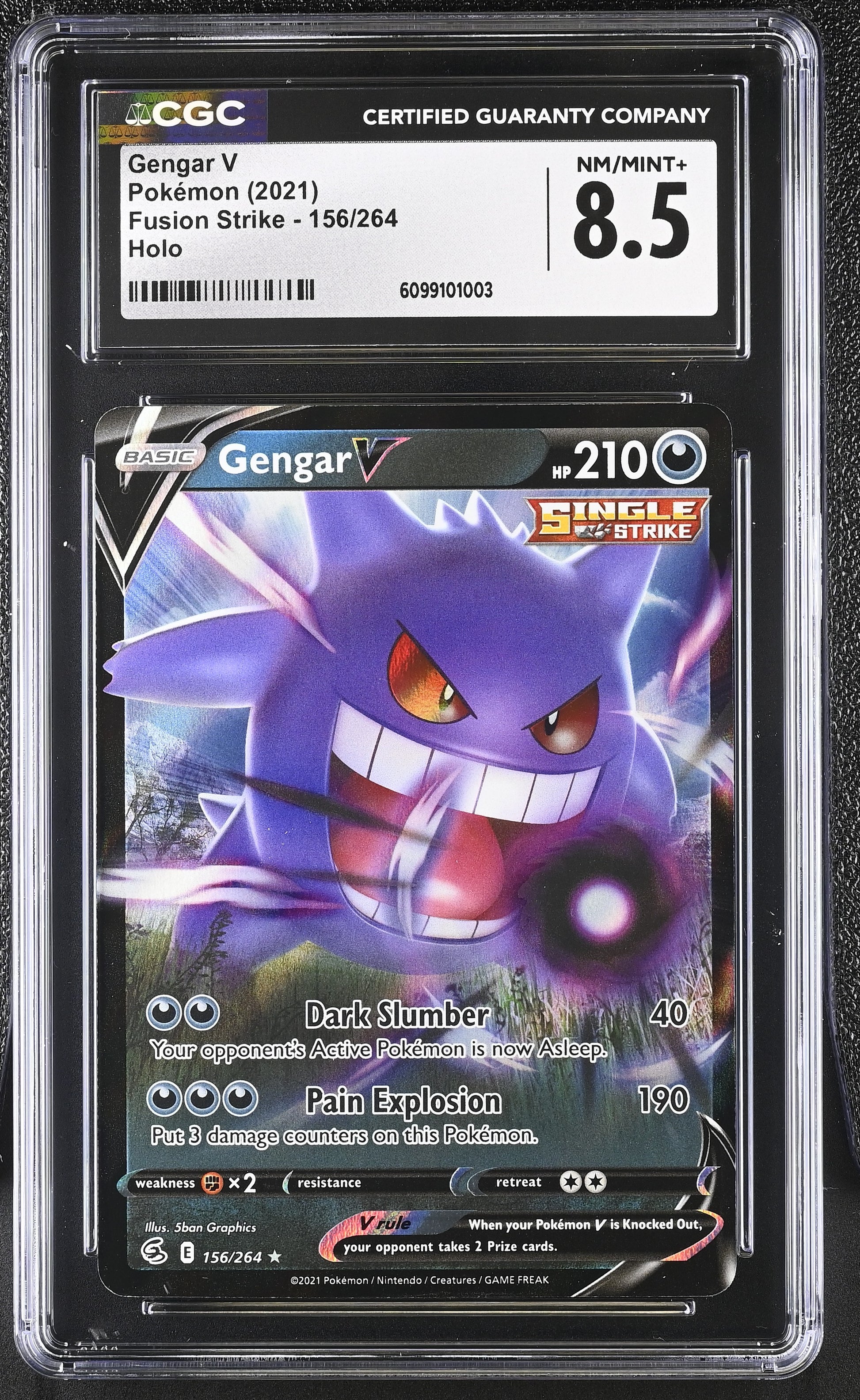 Graded Gengar V (156/264) - Fusion Strike Pokémon Card