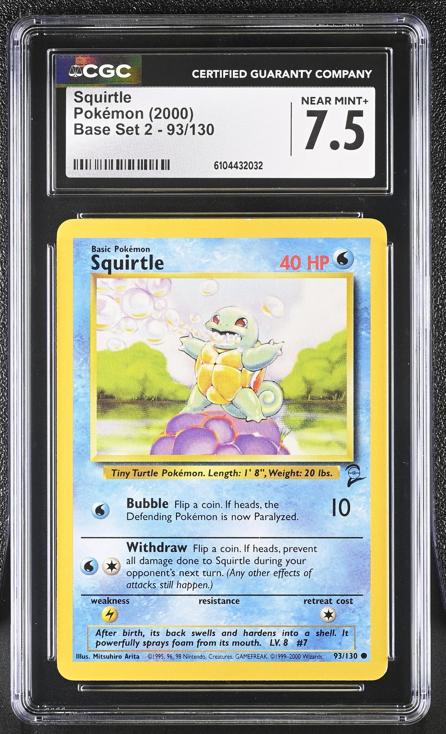 Graded Squirtle (93/130) - Base Set 2 Pokémon Card