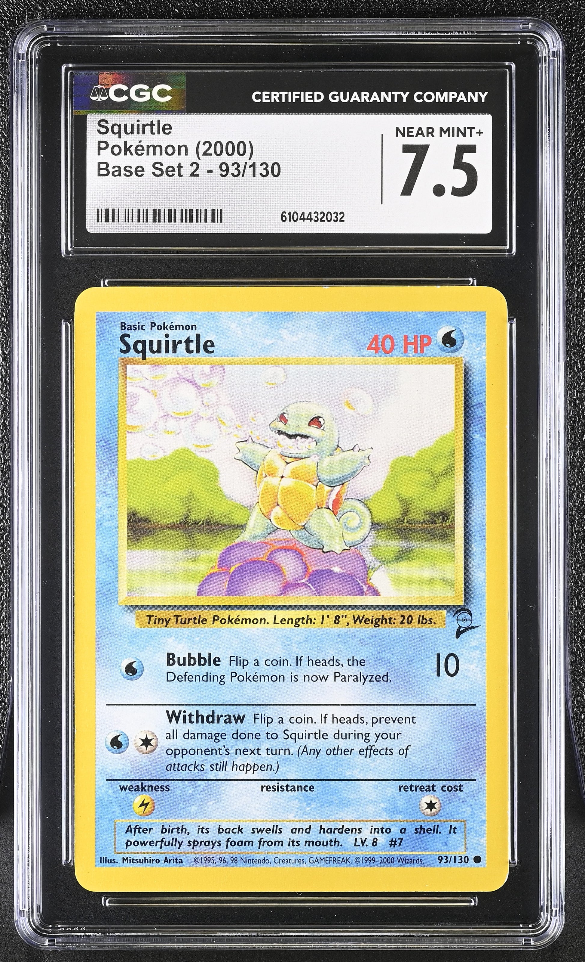Graded Squirtle (93/130) - Base Set 2 Pokémon Card