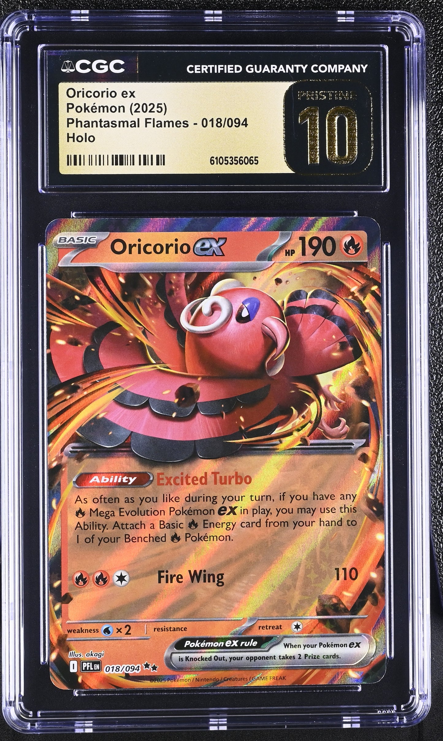 Graded Oricorio EX (018/094) - Phantasmal Flames Pokémon Card
