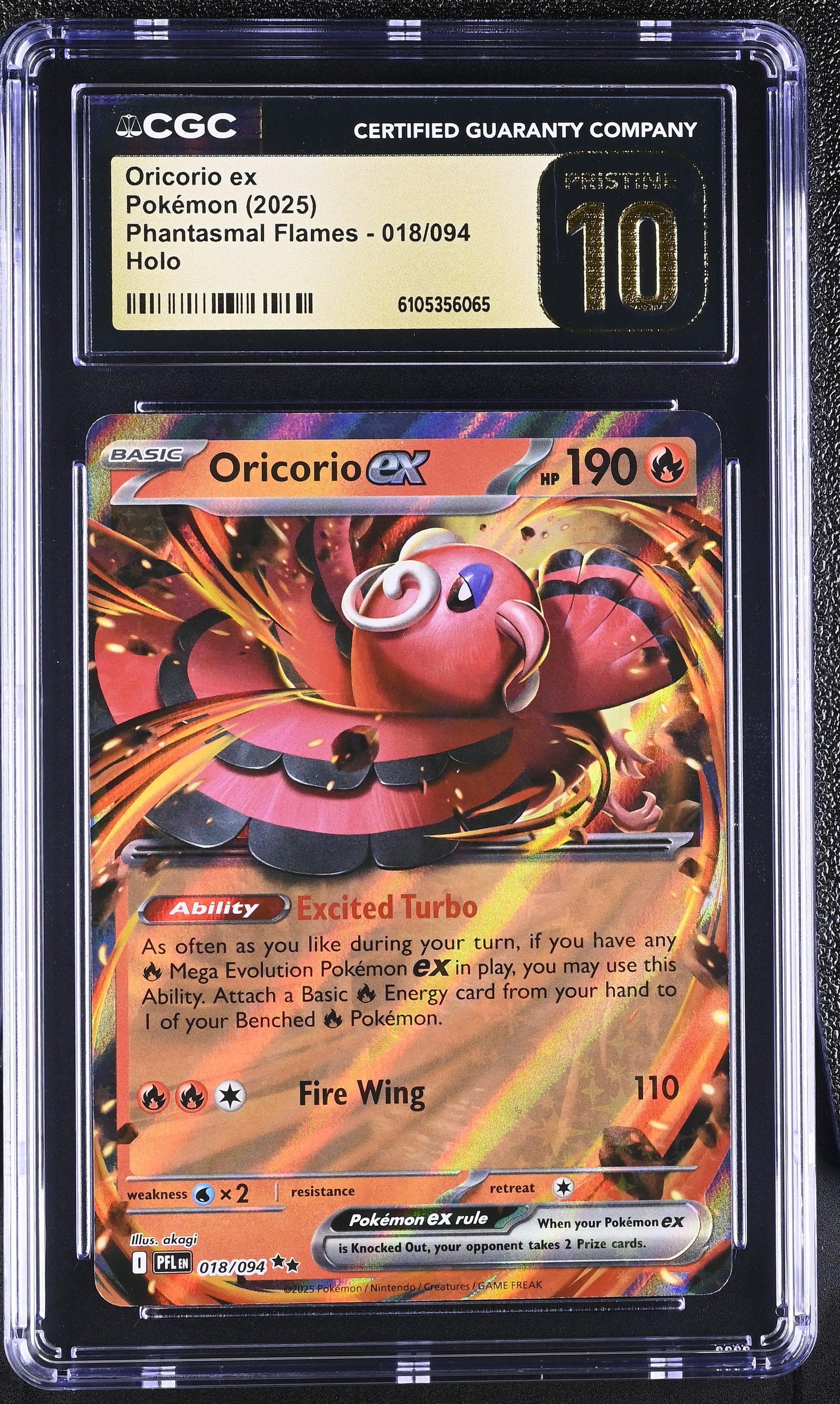 Graded Oricorio EX (018/094) - Phantasmal Flames Pokémon Card