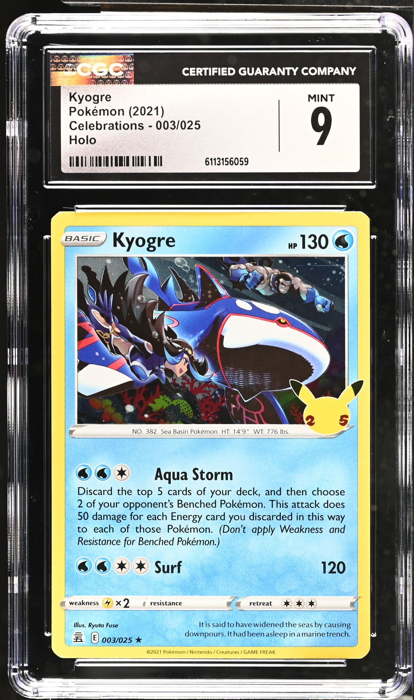 Graded Kyogre (003/025) Celebrations - CGC 9