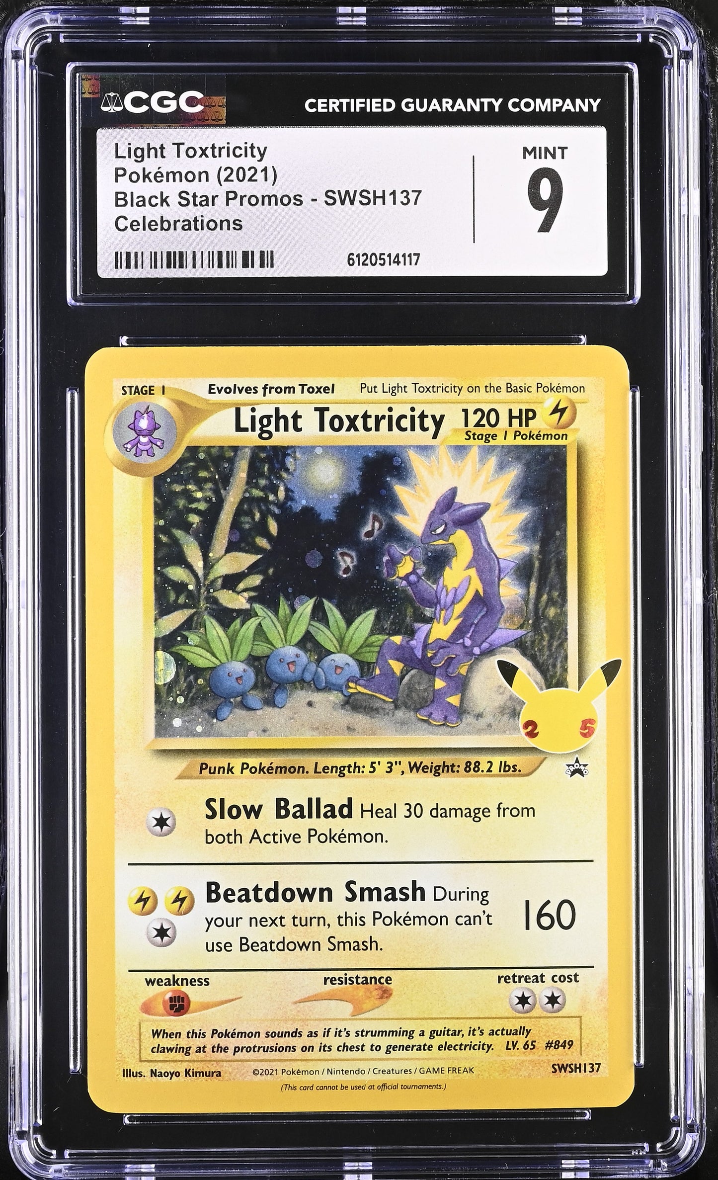 Graded Light Toxtricity (SWSH137) Black Star Promos - CGC 9