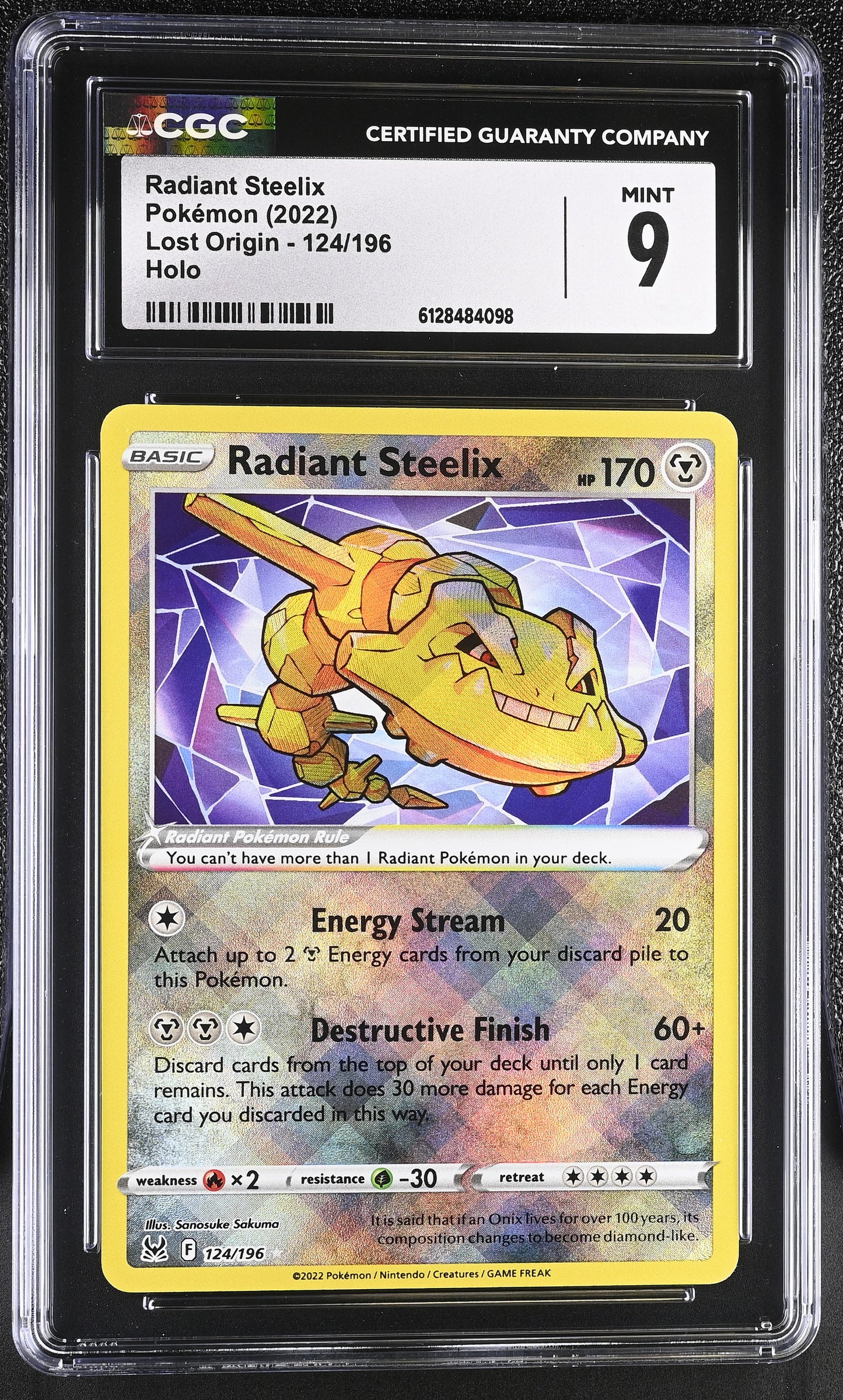 Graded Radiant Steelix (124/196) Holo Lost Origin - CGC Mint 9