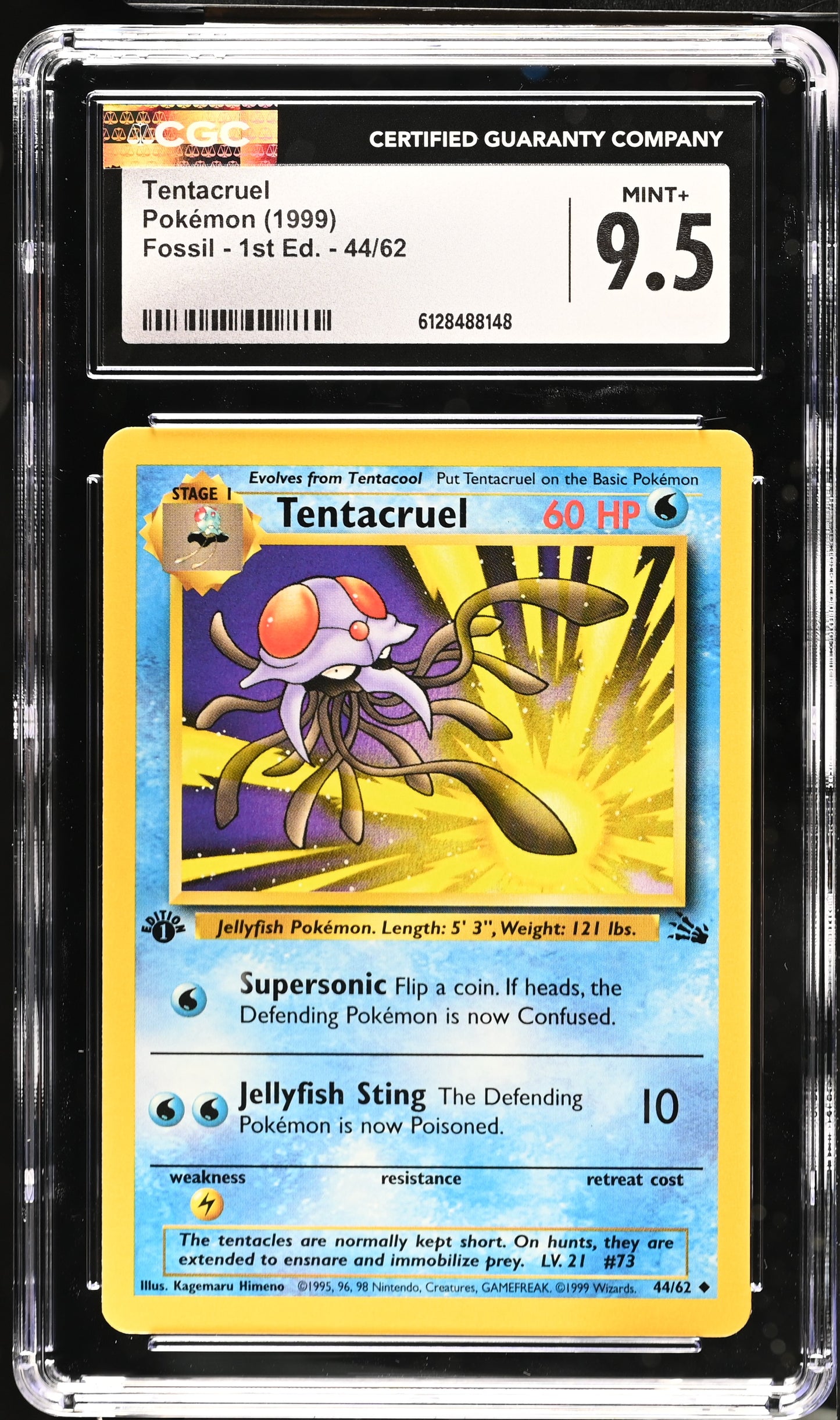 Graded Tentacruel (44/62) - Fossil - 1st Ed. - CGC Mint+ 9.5