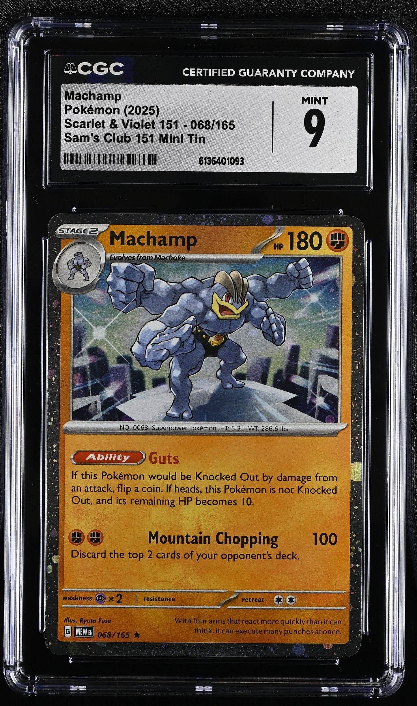 Graded Machamp (068/165) Sam's Club 151 Mini Tin - CGC Mint 9