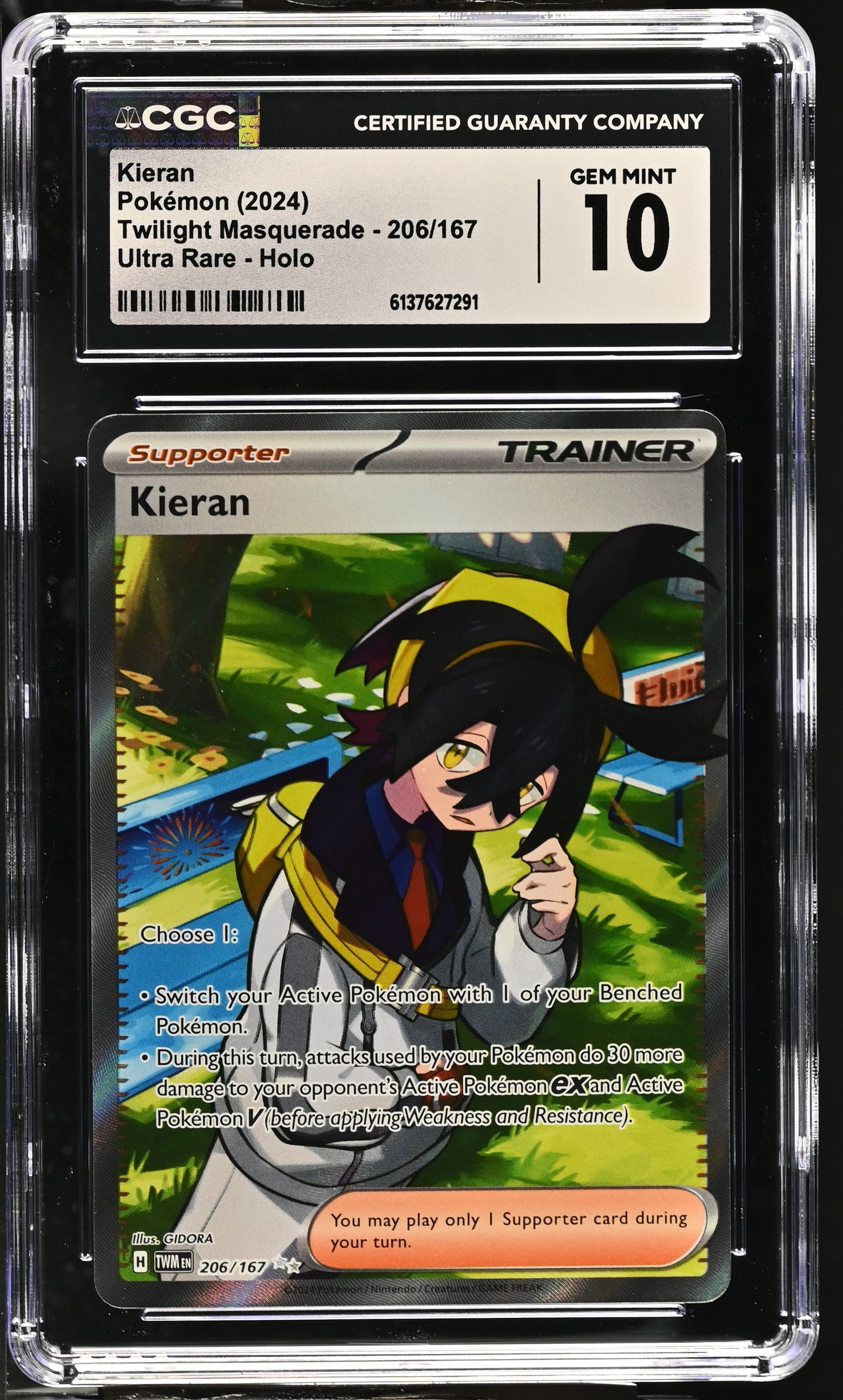 Graded Kieran (206/167) Ultra Rare Holo Twilight Masquerade - CGC Gem Mint 10