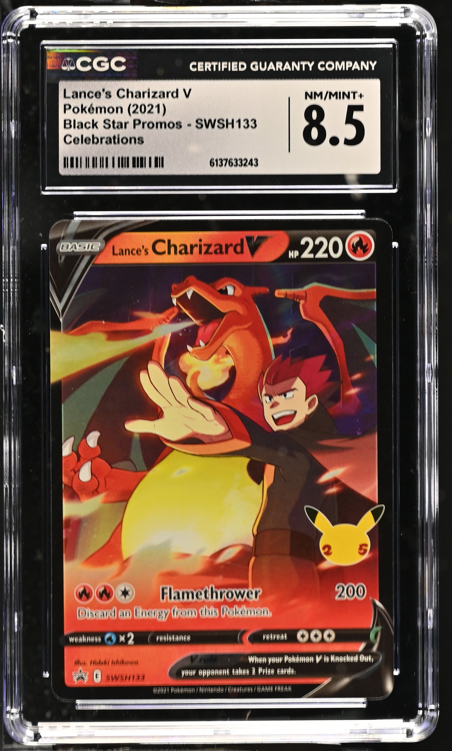 Graded Lance's Charizard V (SWSH133) Celebrations - CGC Nm/Mint+ 8.5