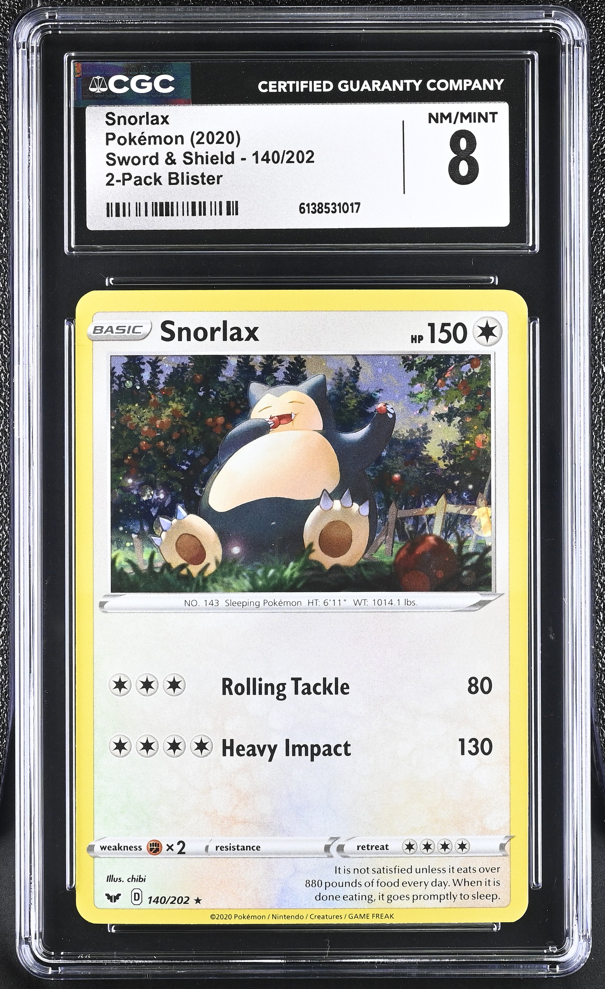Graded Snorlax (140/202) Pokémon Card