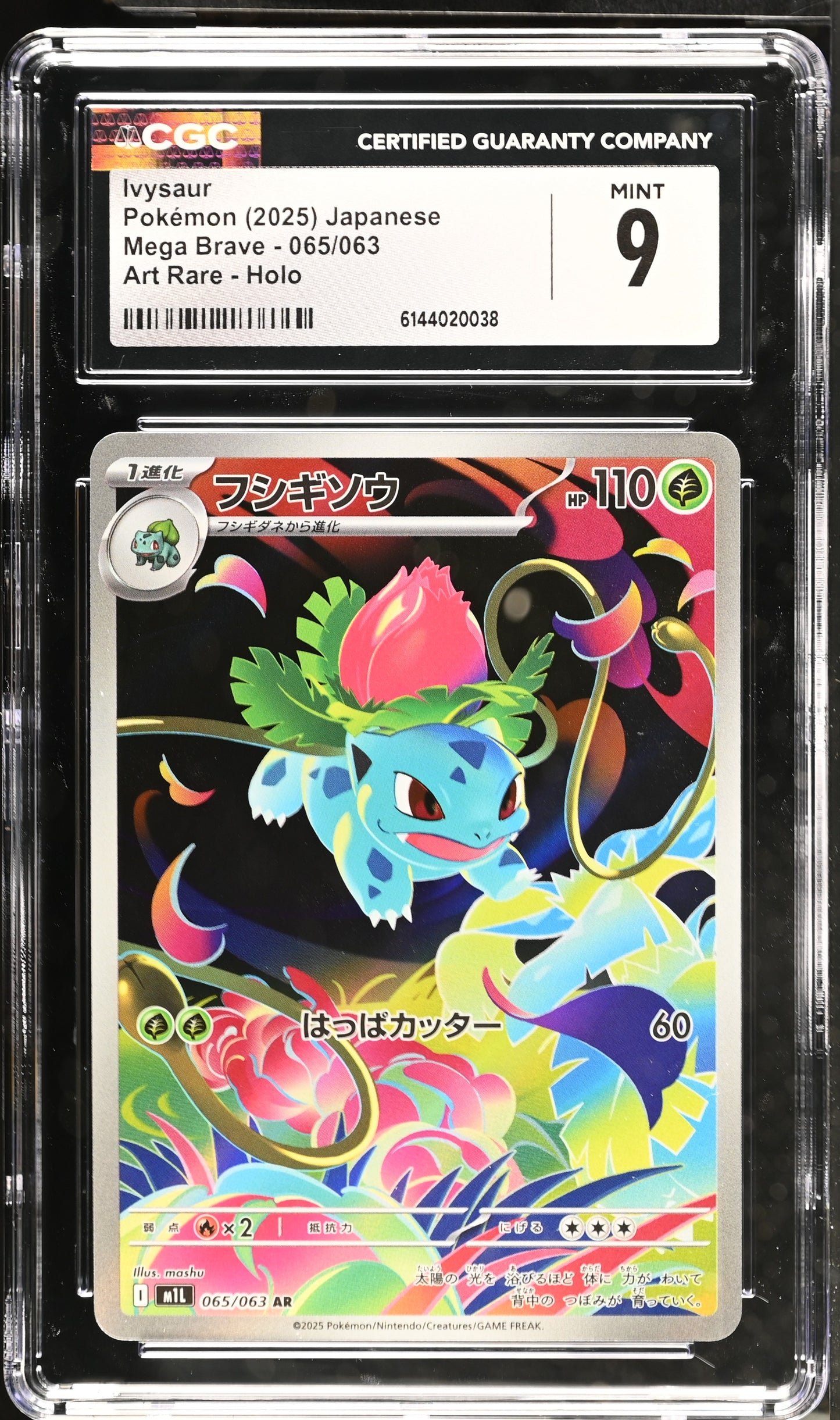 Graded Ivysaur (065/063) Art Rare Holo Mega Brave - CGC Mint 9 - Jap