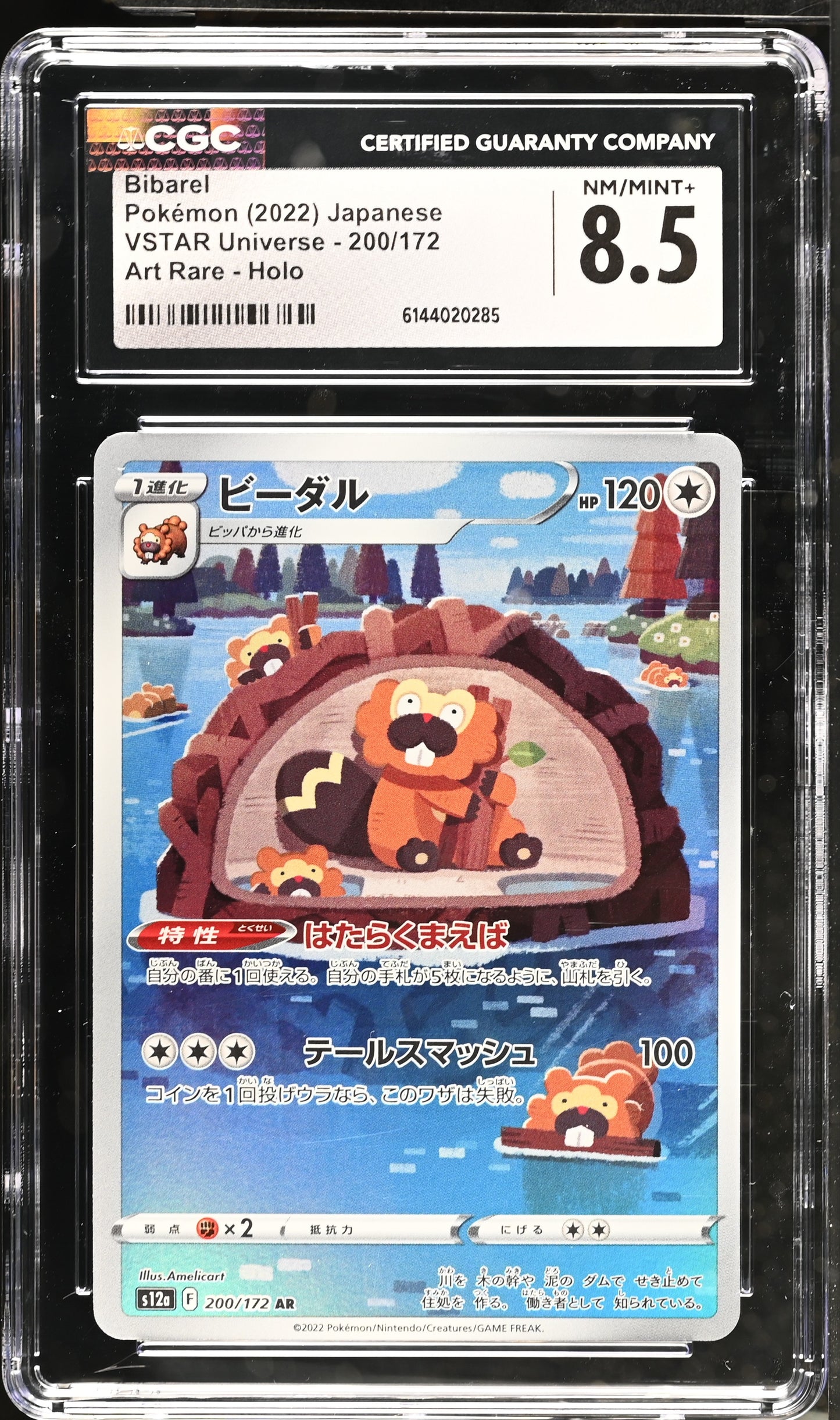 Graded Bibarel (200/172) Art Rare Holo - CGC Nm/Mint+ 8.5 - Jap