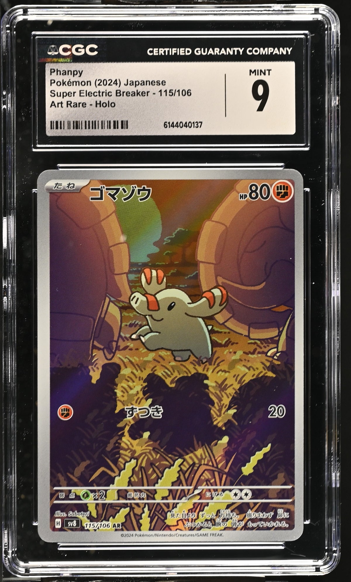Graded Phanpy (115/106) Art Rare Holo - CGC Mint 9 - Jap