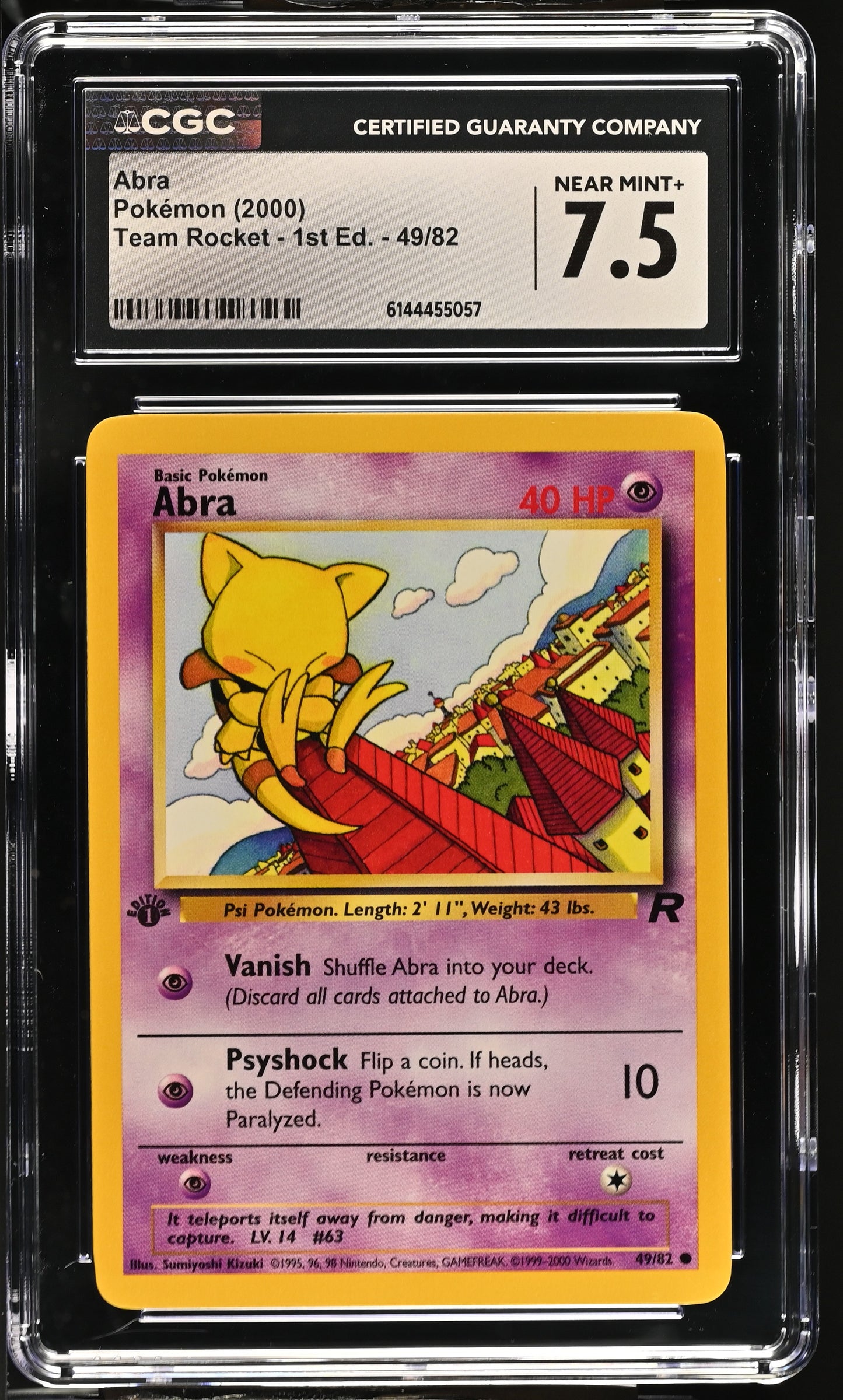 Graded 1st edition Abra (49/82) Pokémon Card