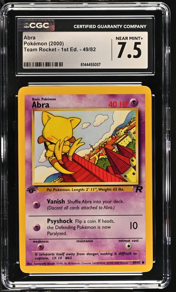 Graded 1st edition Abra (49/82) - Team Rocket - 1st Ed. - CGC 7.5