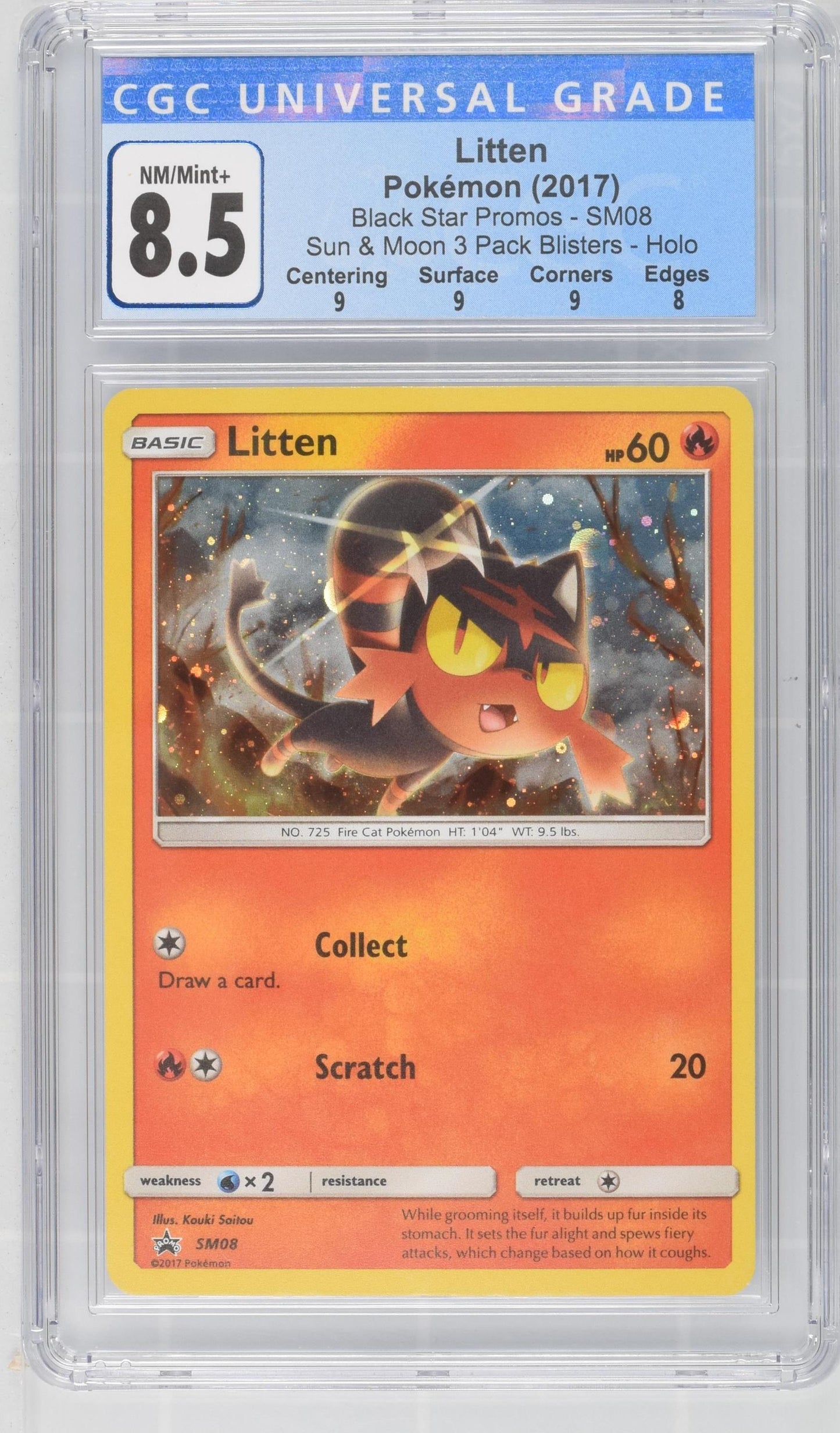 Graded Litten (SM08) Pokémon Card