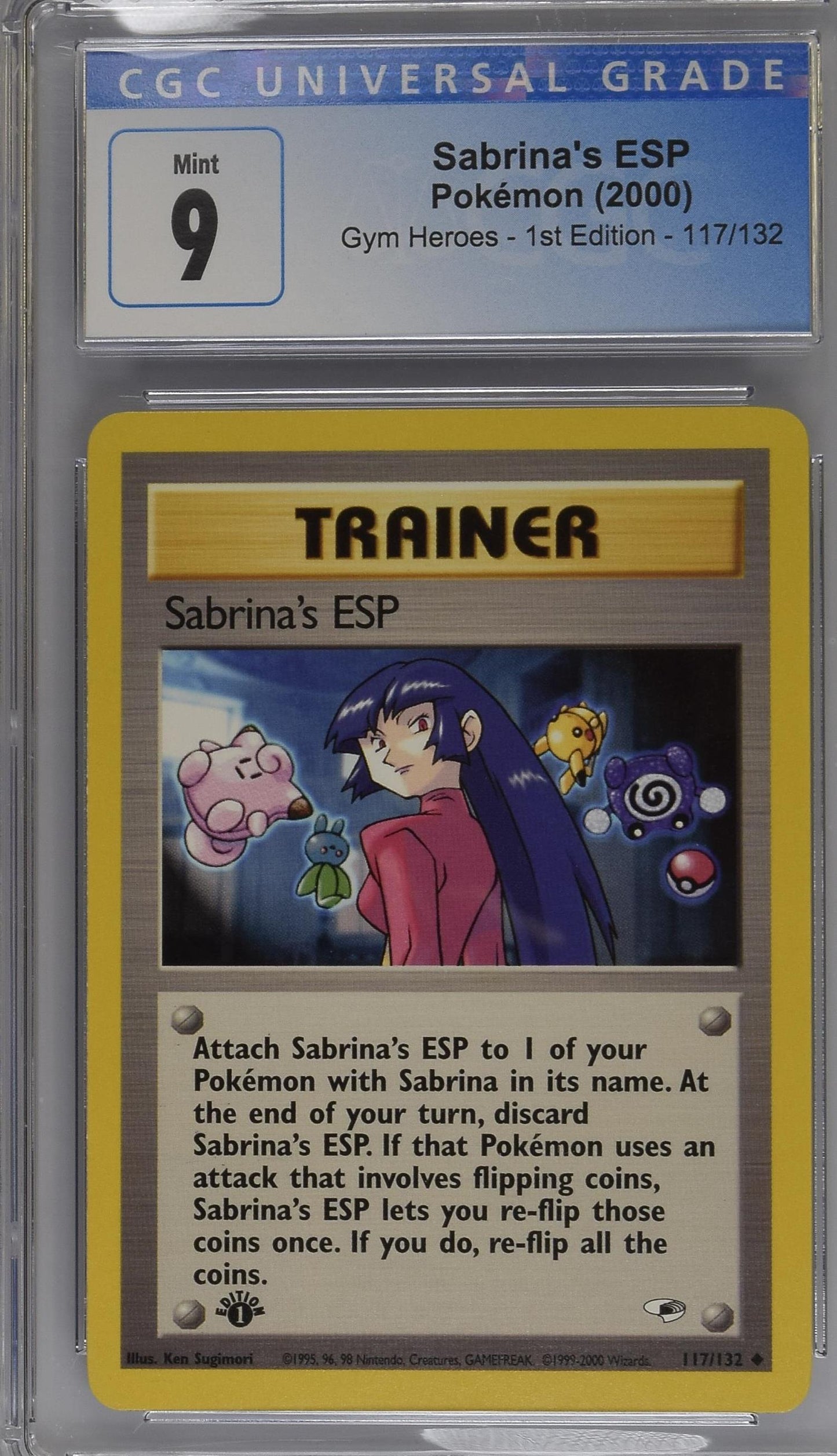 Graded 1st Edition Sabrina's Esp [Pikachu Oddish] (117/132) Pokémon Card