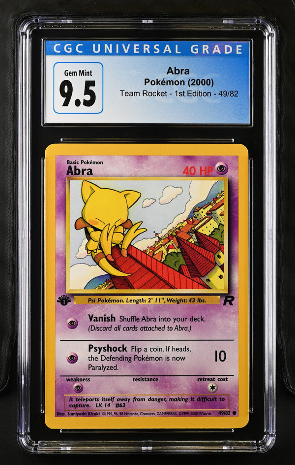 Graded 1st Edition Abra (49/82) - Team Rocket - 1st Ed. - CGC 10