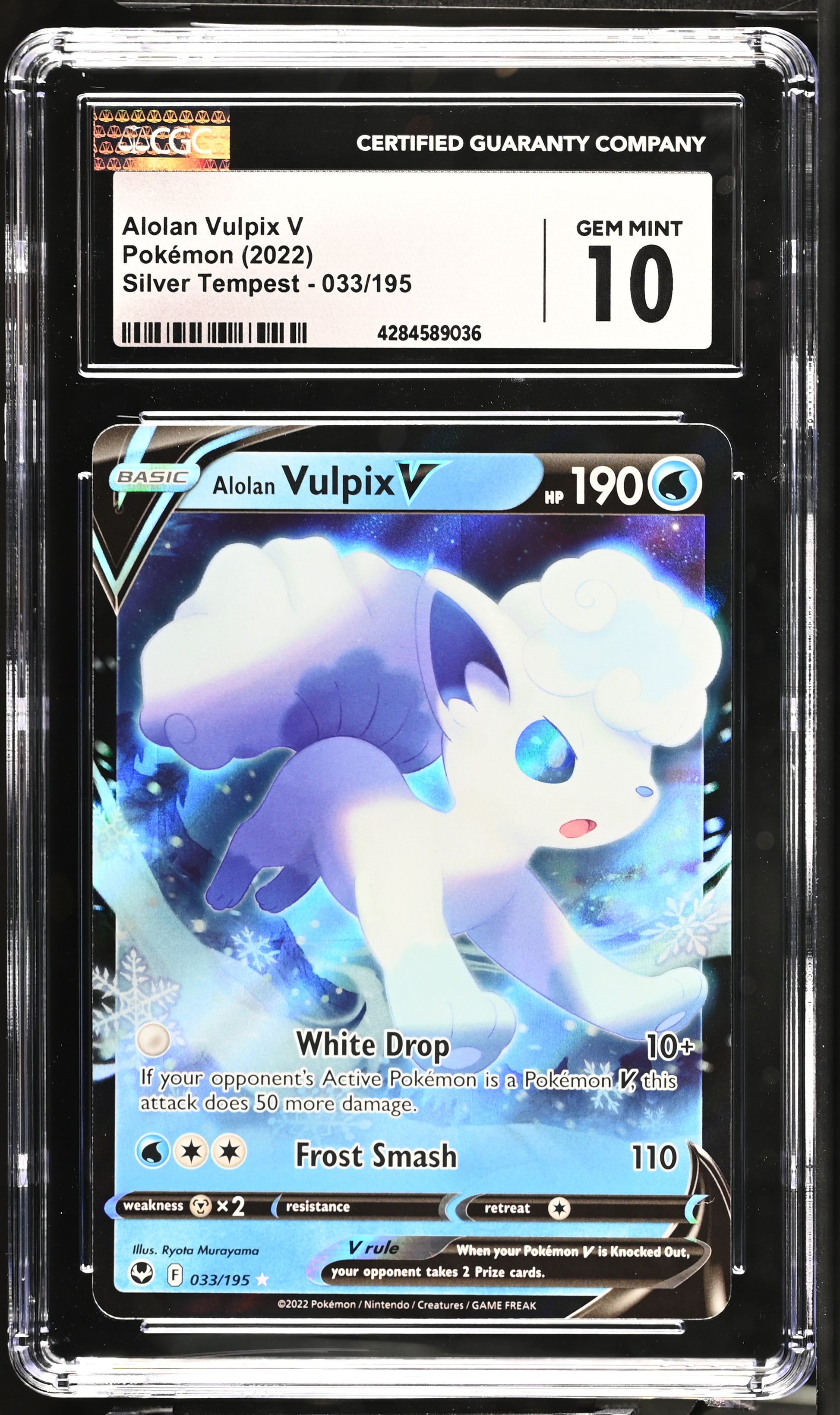 Graded Alolan Vulpix V (033/195) Pokémon Card
