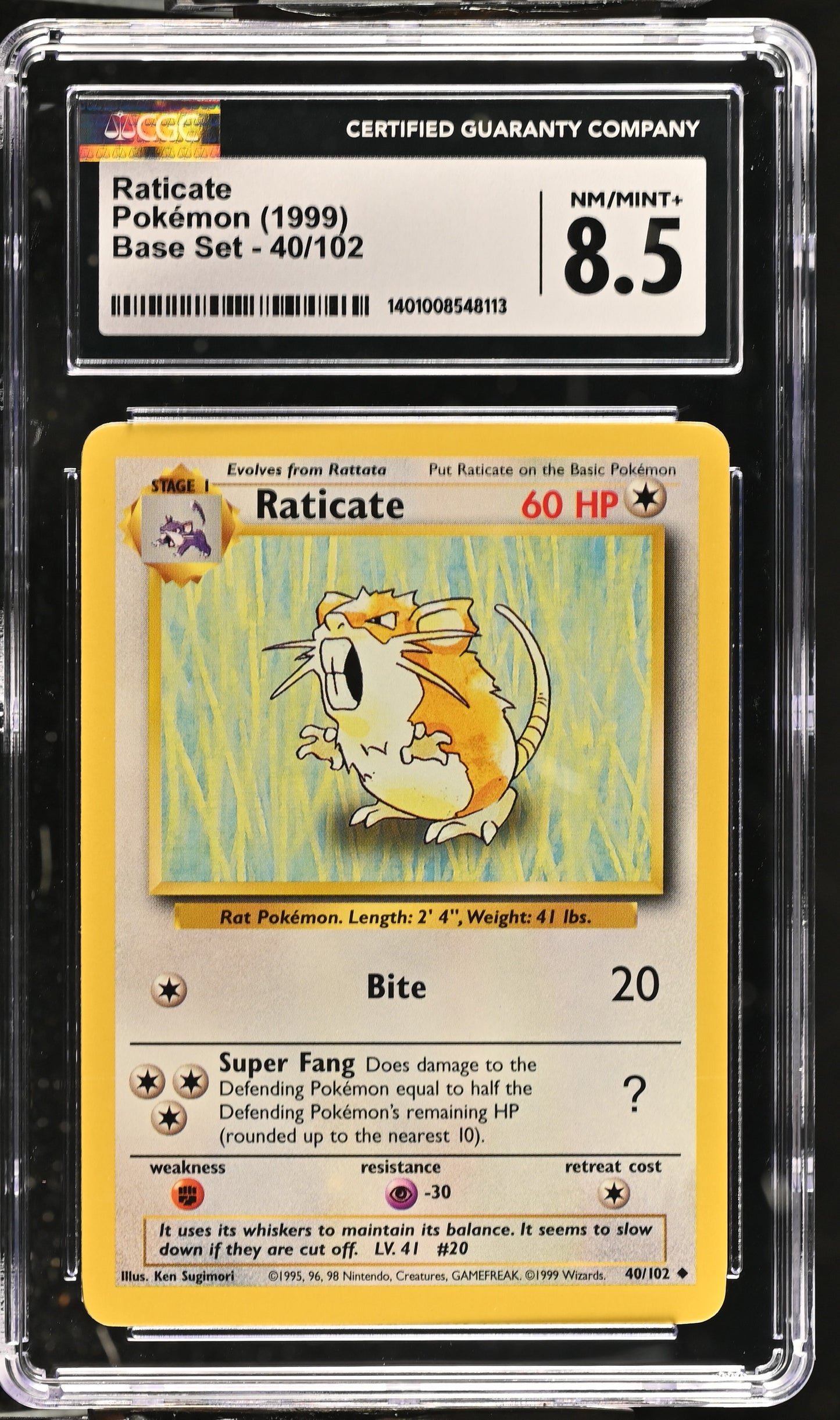 Graded Raticate (40/102) - Base Set Pokémon Card
