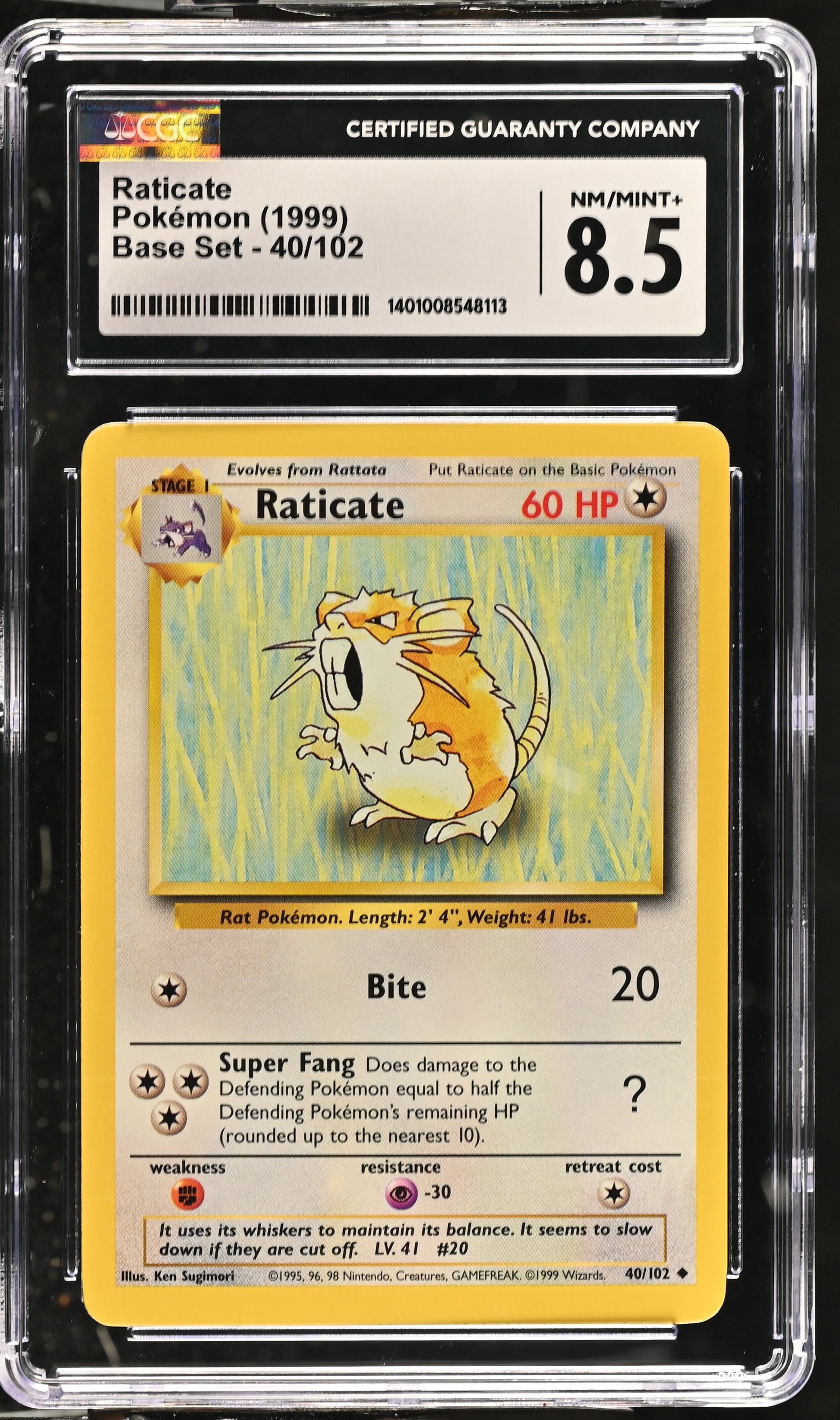 Graded Raticate (40/102) - Base Set Pokémon Card