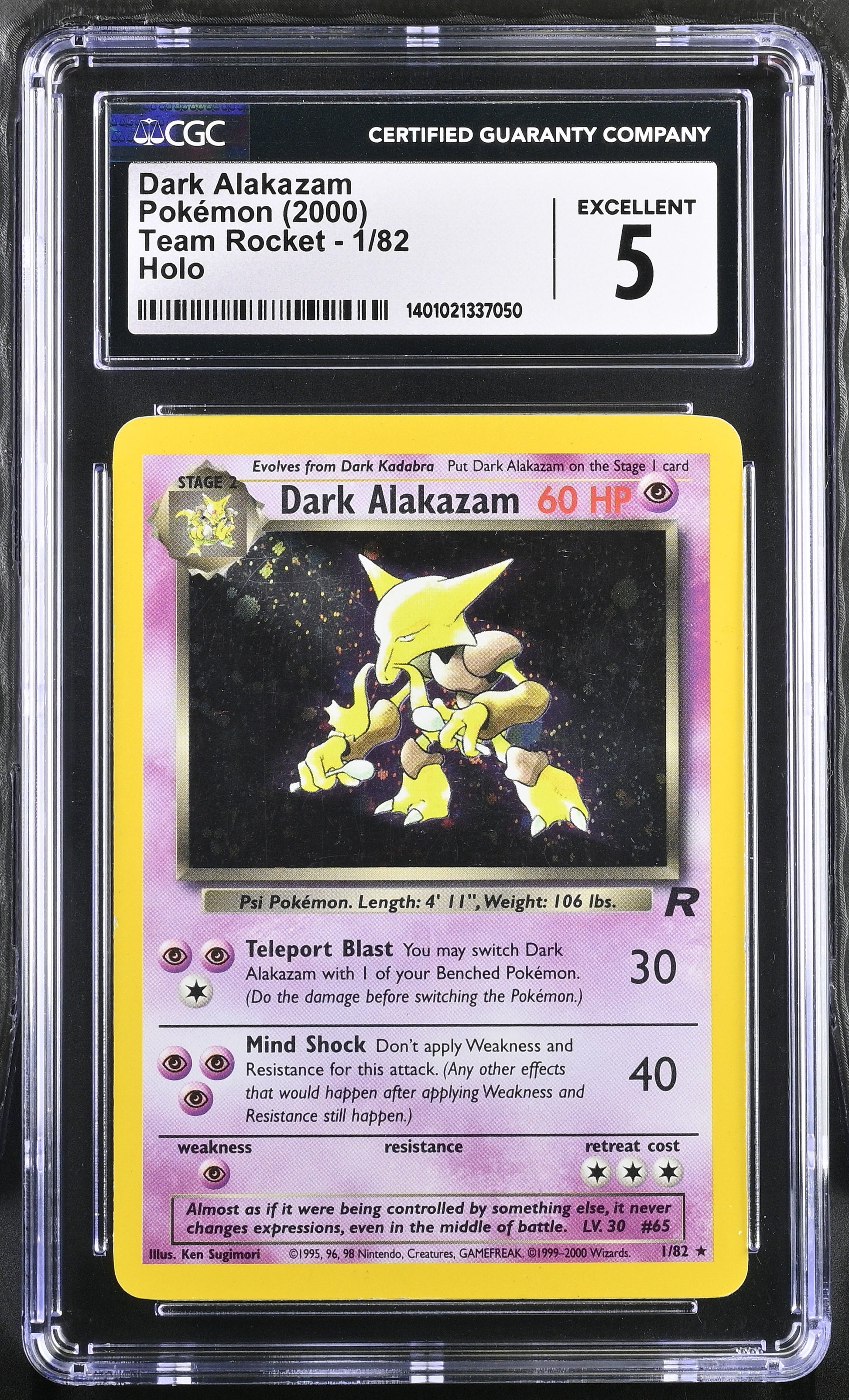 Graded Dark Alakazam (1/82) Pokémon Card