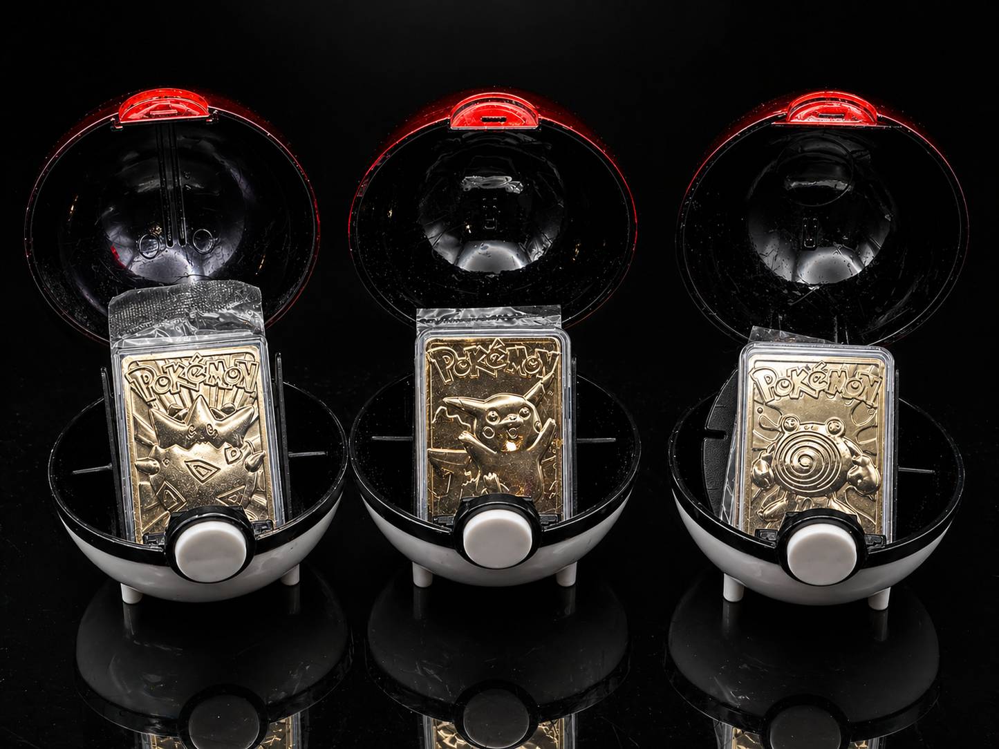 23k Gold-Plated cards with Pokeballs and certificates