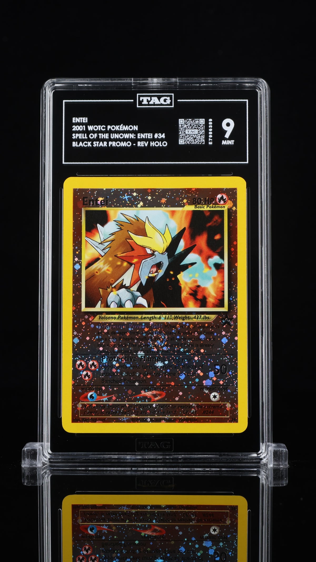 Graded Entei (34) Reverse Holo Spell Of The Unown: Entei - TAG Mint 9