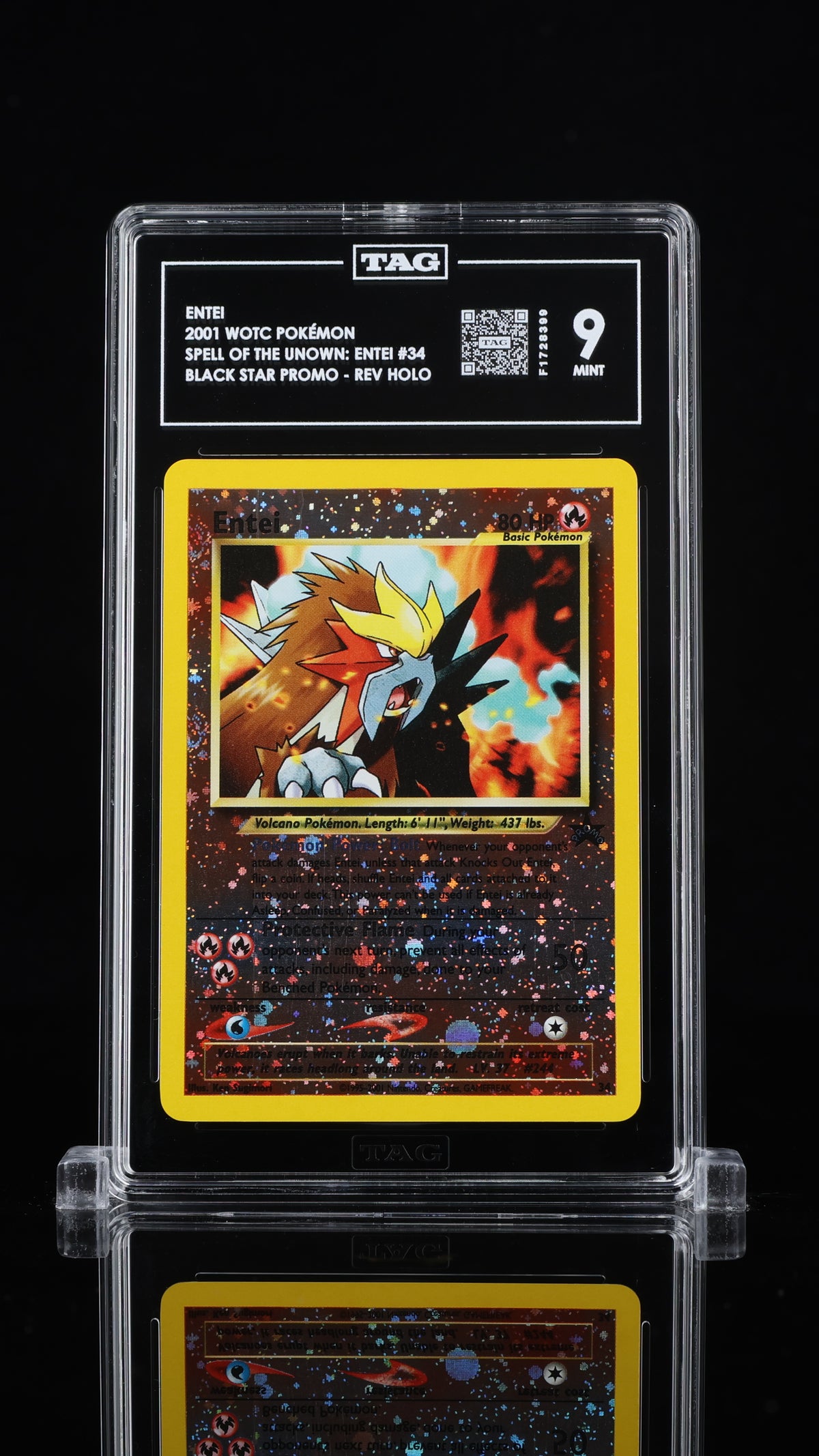 Graded Entei (34) Reverse Holo Spell Of The Unown: Entei - TAG Mint 9