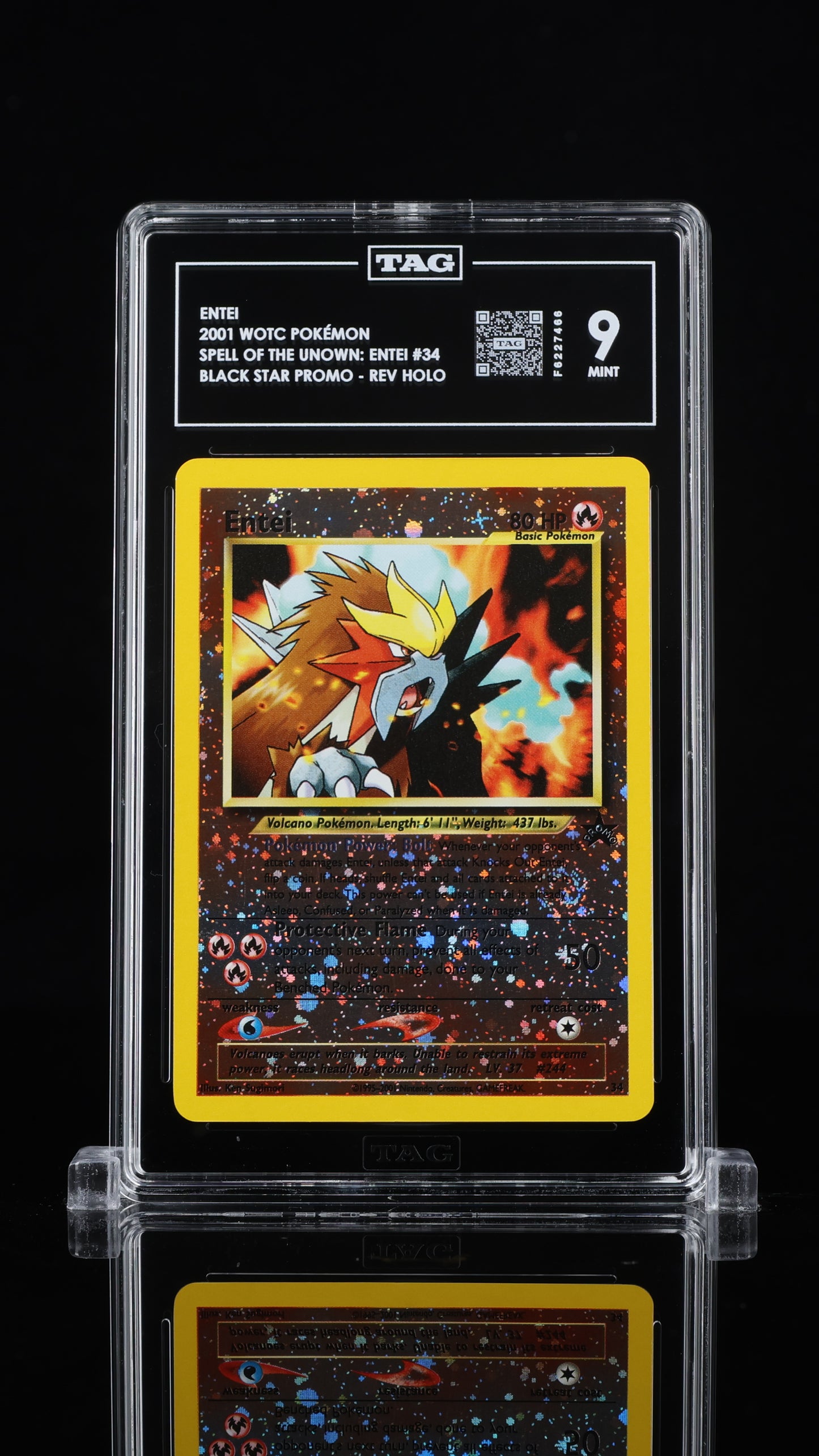 Graded Entei (34) Reverse Holo Spell Of The Unown: Entei - TAG Mint 9
