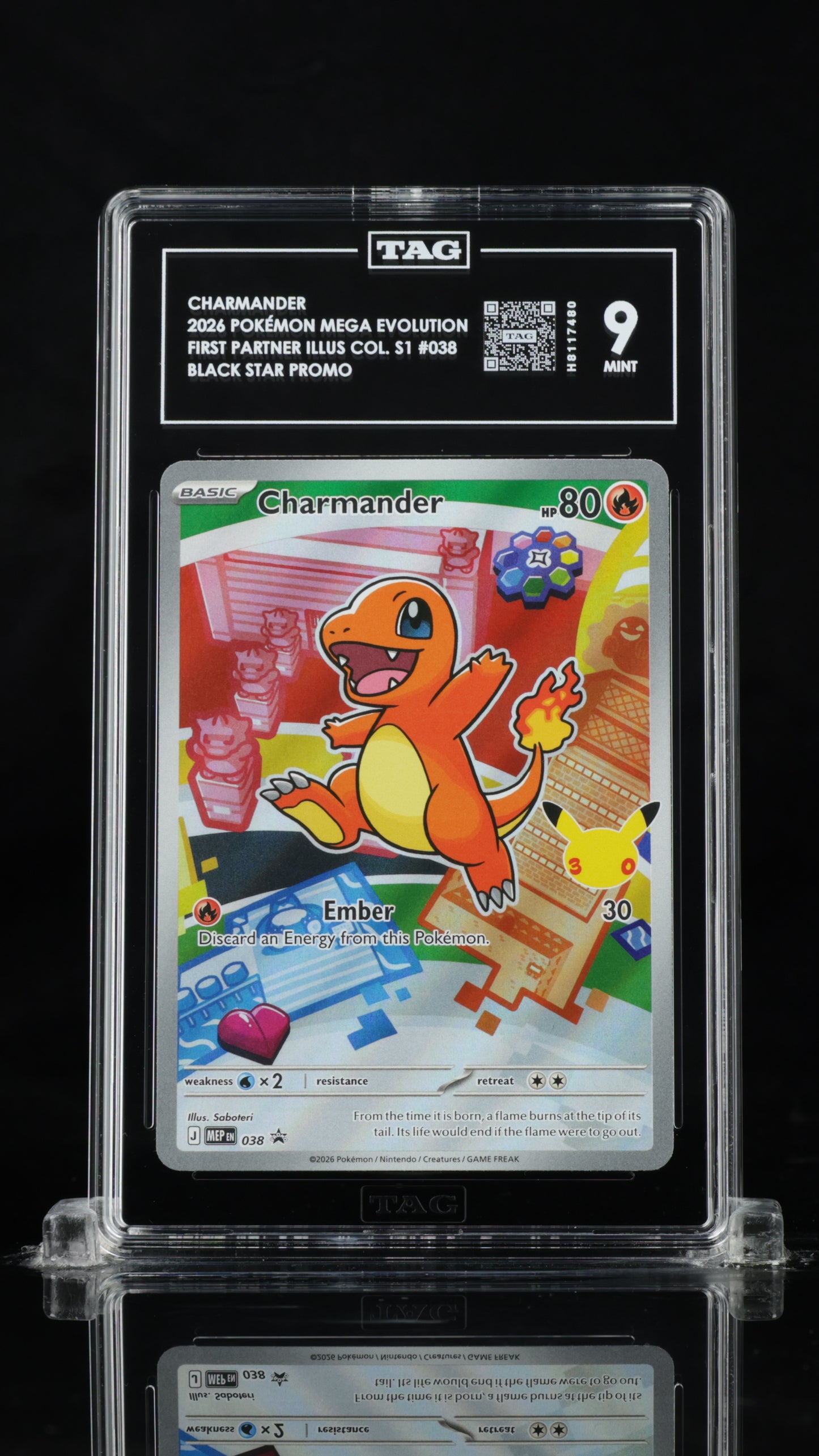 Graded Charmander (038) First Partner Illustration Collection Series 1 Holo - TAG Mint 9