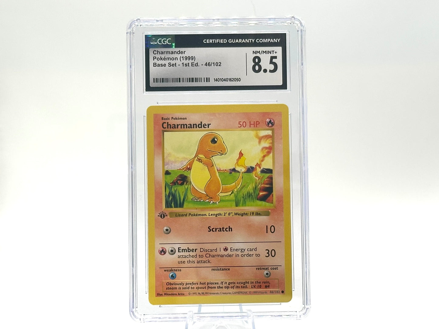 GRADED - 1st Edition - Charmander - Base Set 46/102 - WOTC - CGC 8.5 - Arita