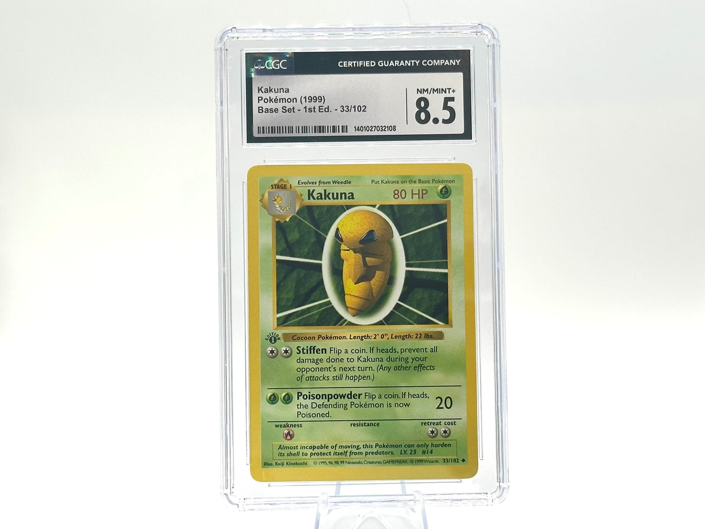 GRADED - 1st Edition - Kakuna - Base Set 33/102 - WOTC - CGC 8.5 - Kinebuchi