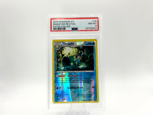 GRADED - Omastar - Reverse Holo Fates Collide 18/124 - Hosono - PSA 8