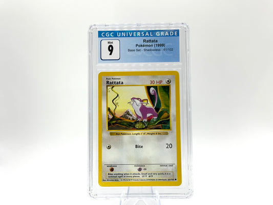 GRADED - Rattata - Base Set (Shadowless) 61/102 - Arita - CGC 9