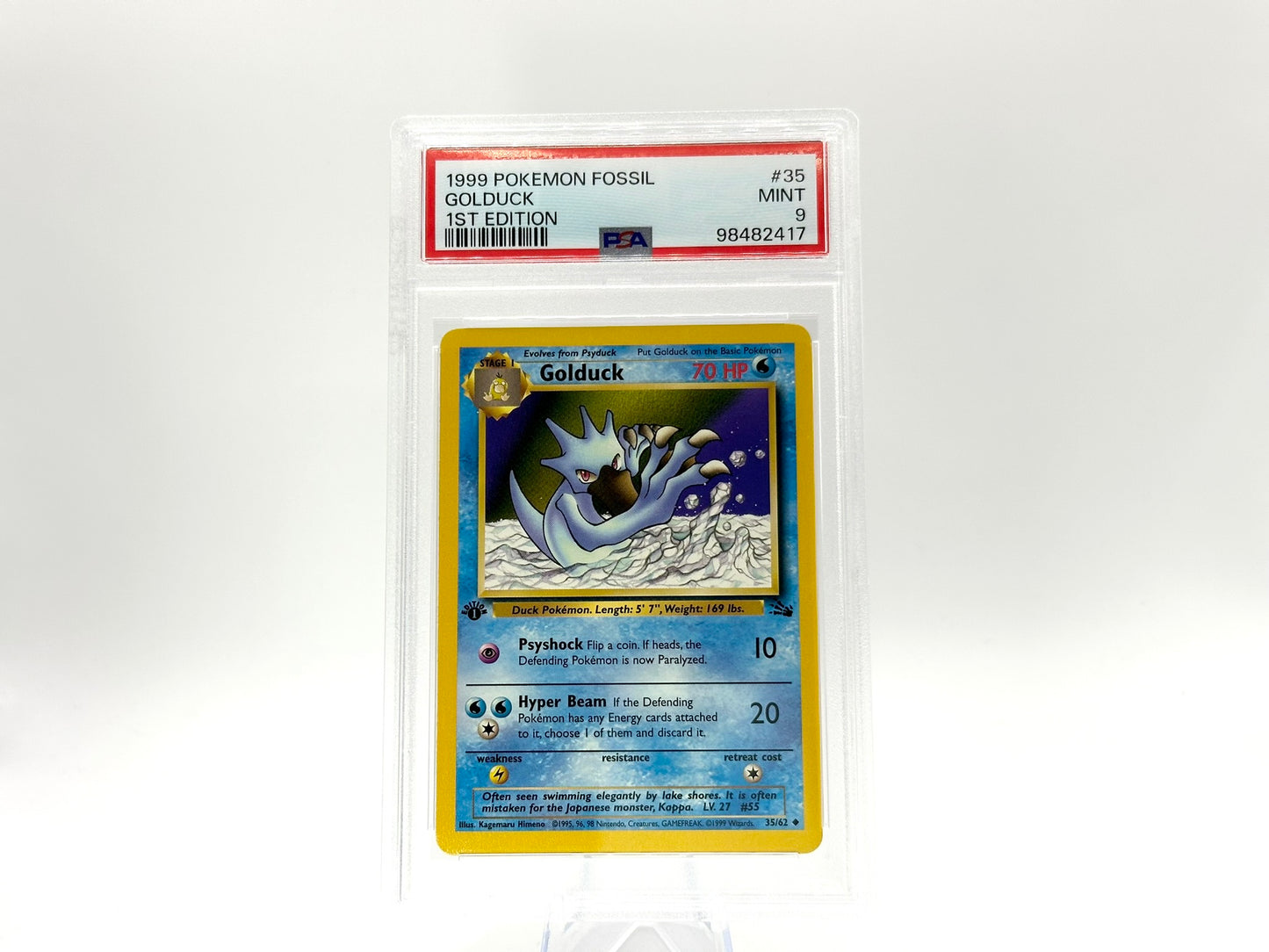 GRADED - 1st Edition Golduck - Fossil 35/62 - Himeno - PSA 9