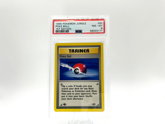 GRADED - 1st Edition Poké Ball - Jungle 64/64 - Kinebuchi - PSA 8