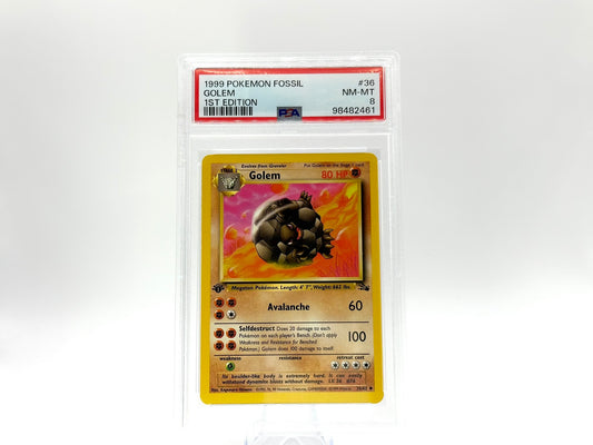 GRADED - 1st Edition Golem - Fossil 36/62 - Himeno - PSA 8