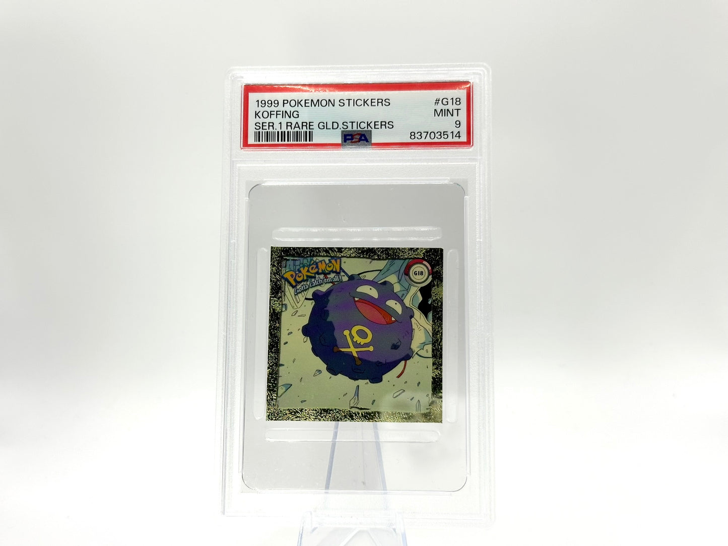 GRADED - Koffing - Pokémon Stickers Rare Gold G18 - PSA 9