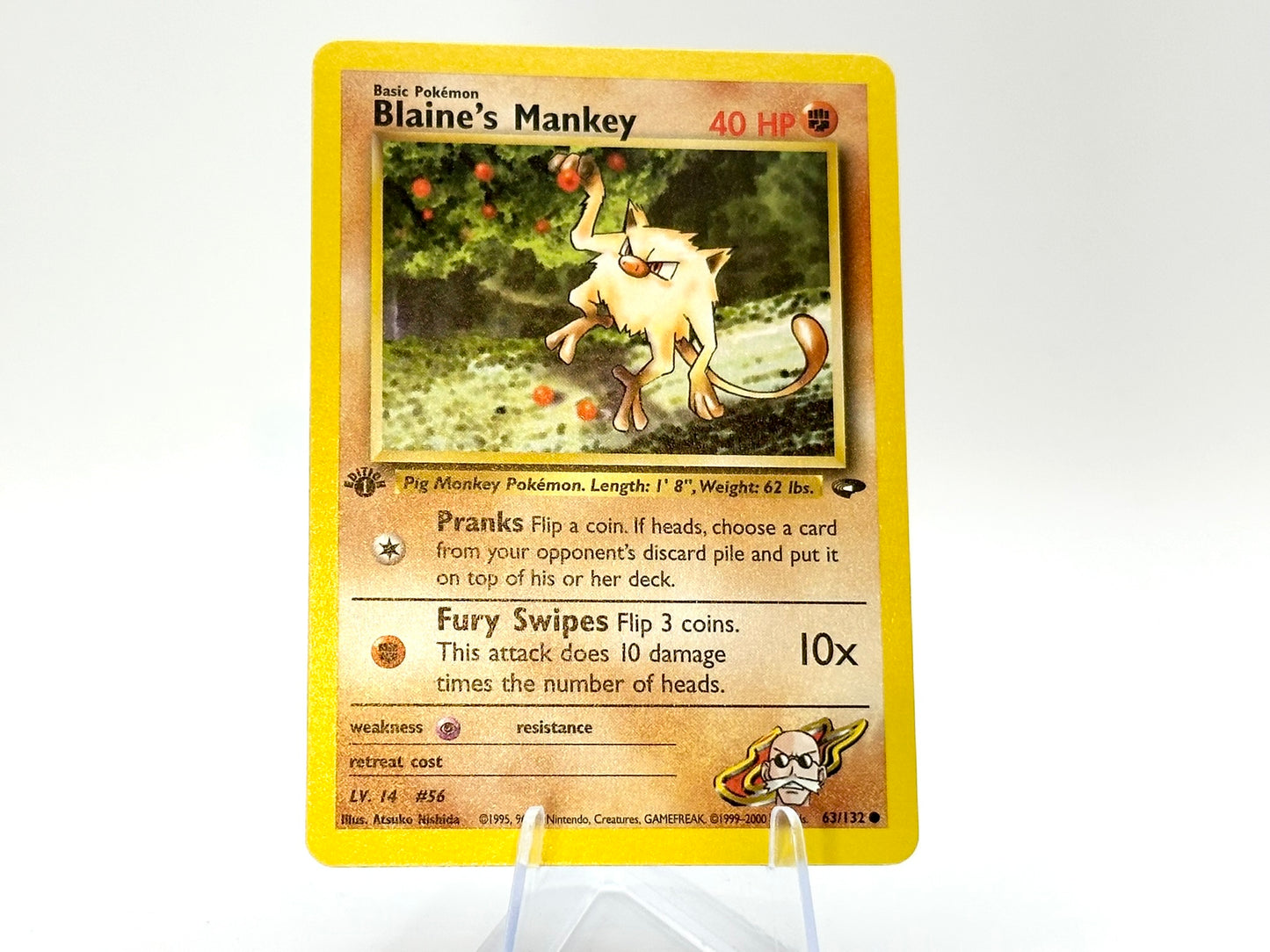 1st Edition - Blaine's Mankey - Gym Challenge 63/132 - WOTC - - Nishida