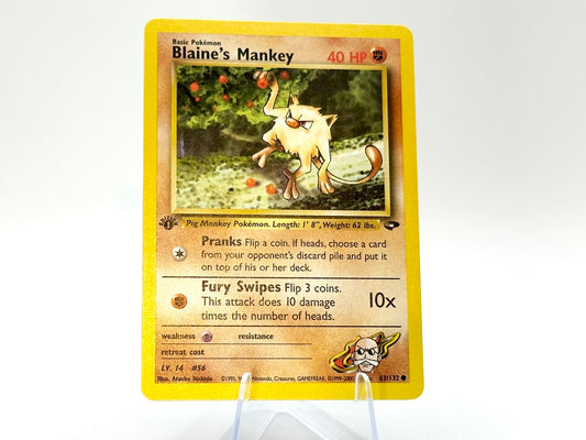 1st Edition - Blaine's Mankey - Gym Challenge 63/132 - WOTC - - Nishida