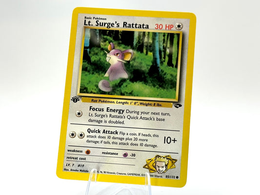1st Edition - Lt. Surge's Rattata - Gym Challenge 85/132 - WOTC - - Nishida