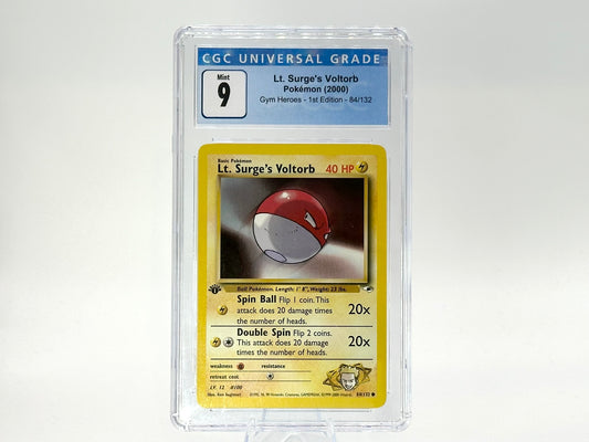 Graded 1st Edition - Lt. Surge’s Voltorb - Gym Heroes 79/132 - WOTC - Vintage - Kusube - CGC 9