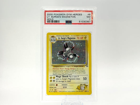 Graded - Lt. Surge’s Magneton - Gym Heroes 8/132 - WOTC - Vintage - Kusube - PSA 7