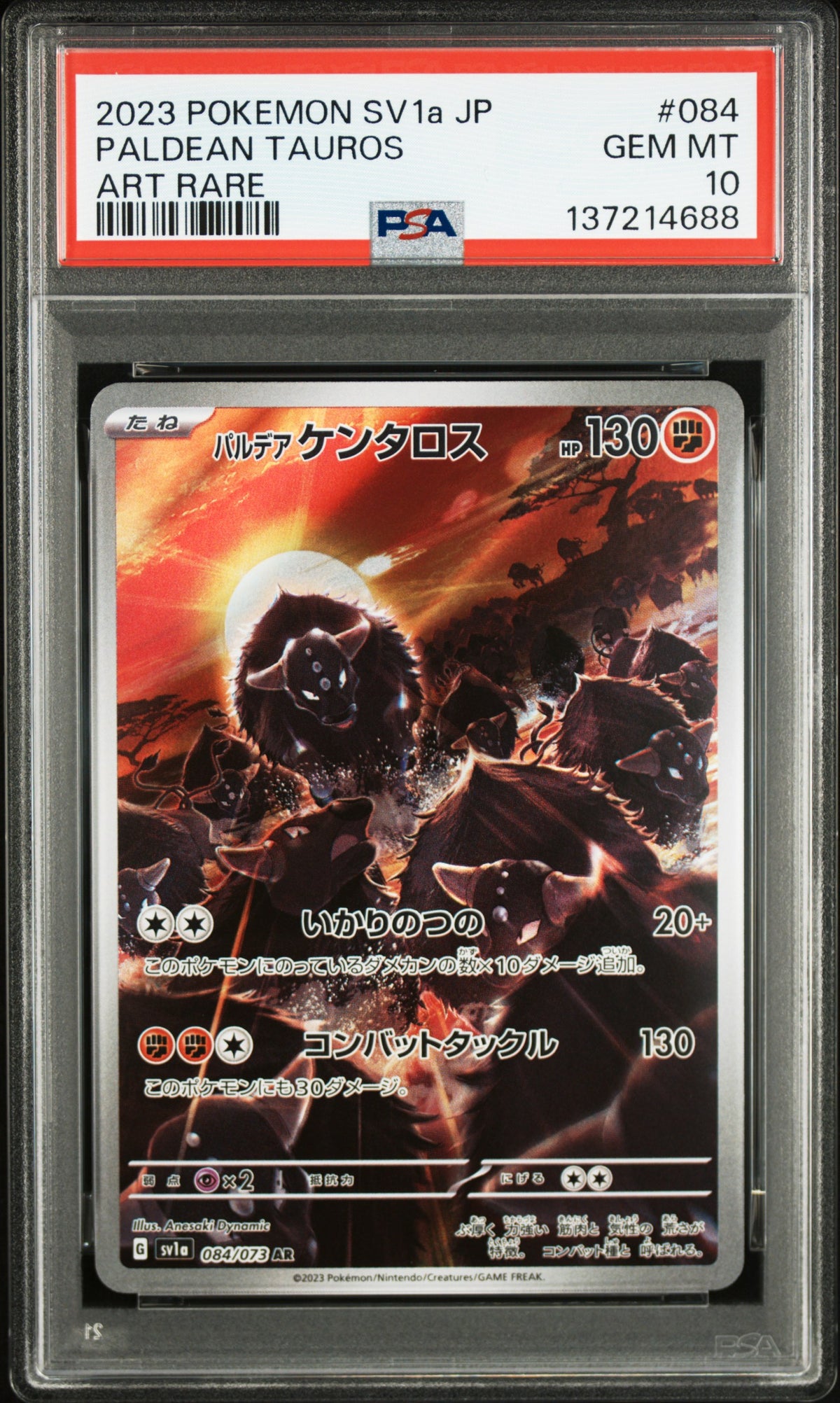 Graded Paldean Tauros (084/073) Art Rare - PSA Gem Mint 10 - Jap