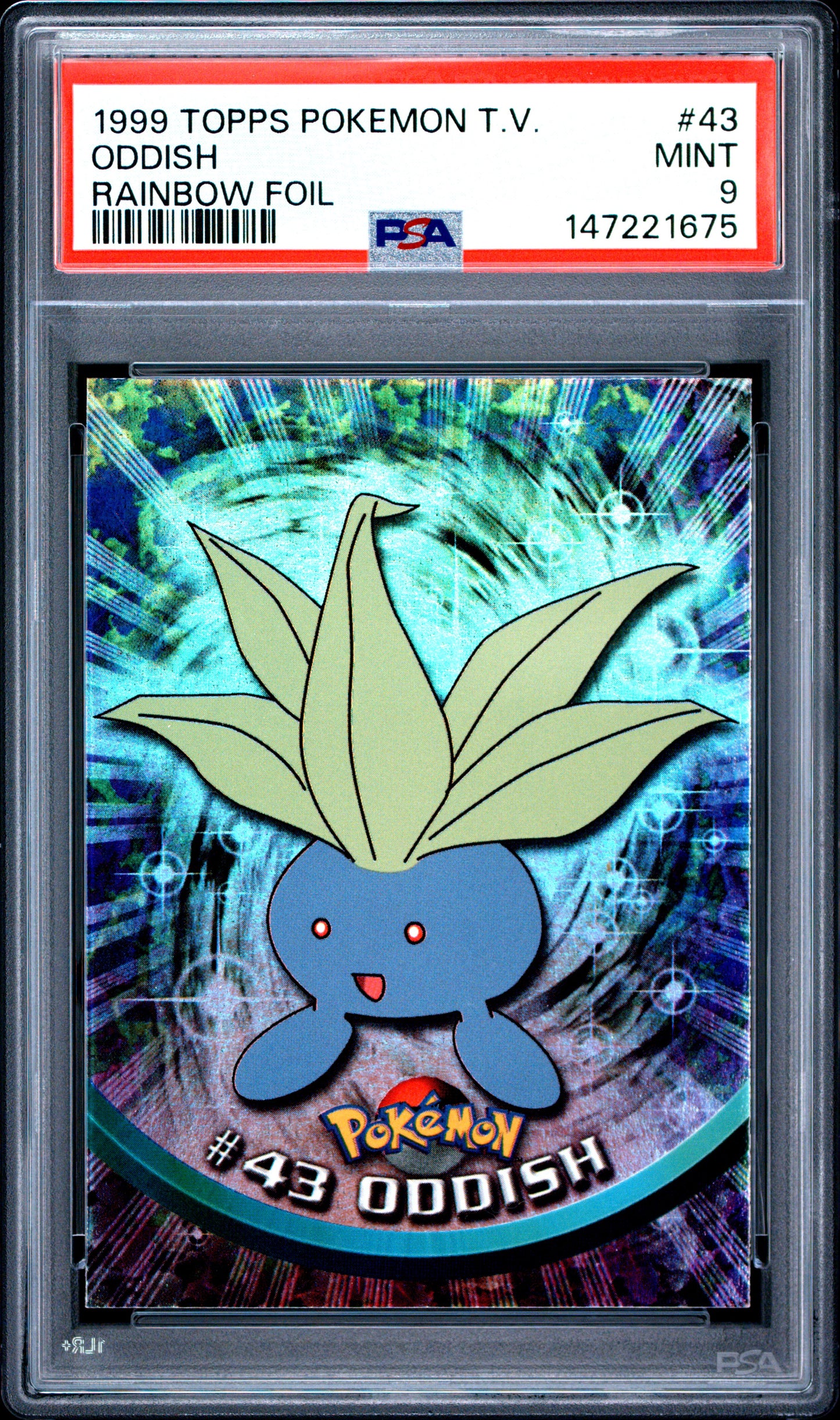 Graded Oddish (43) Rainbow Foil Topps Tv - PSA 9