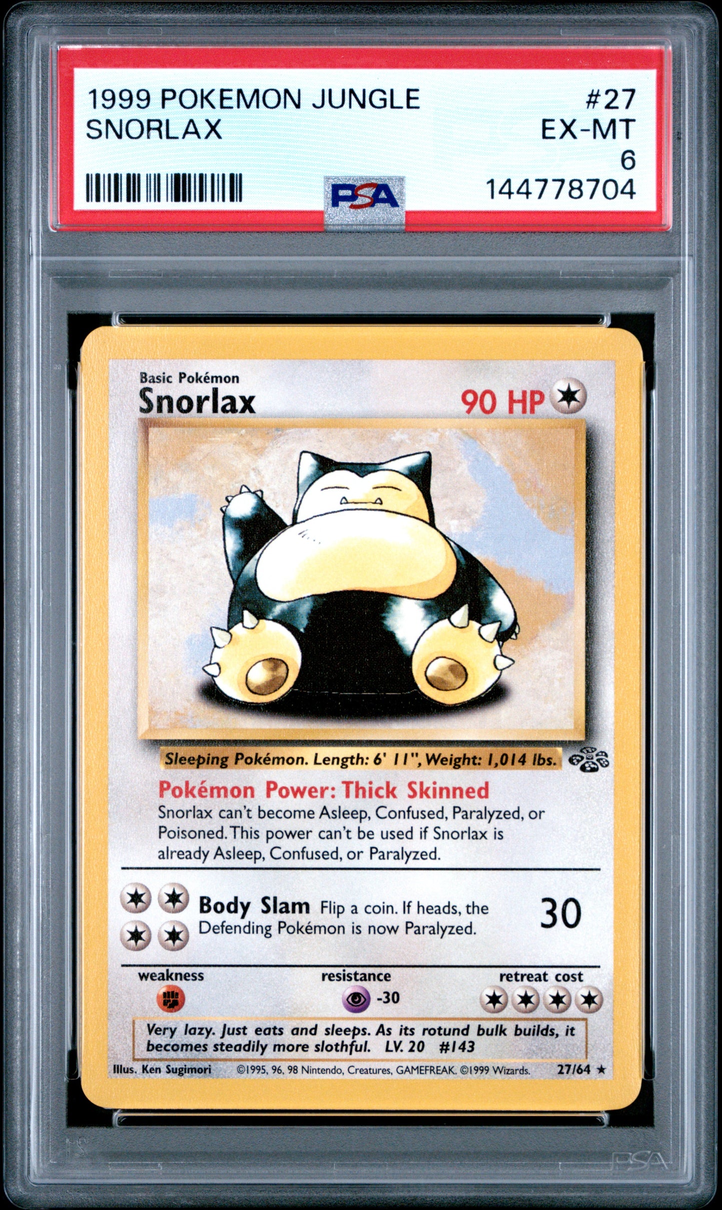 Graded Snorlax (27/64) - Jungle - PSA 6