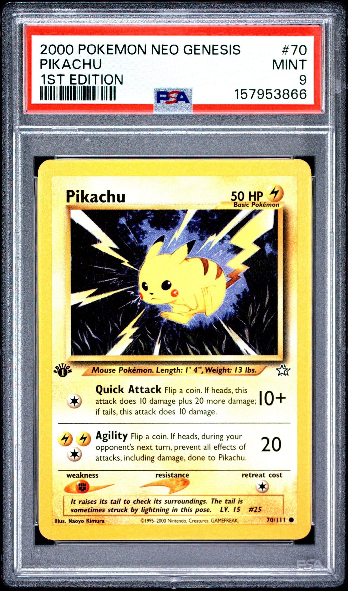 Graded Pikachu (70/111) - Neo Genesis 1st Edition - PSA 9