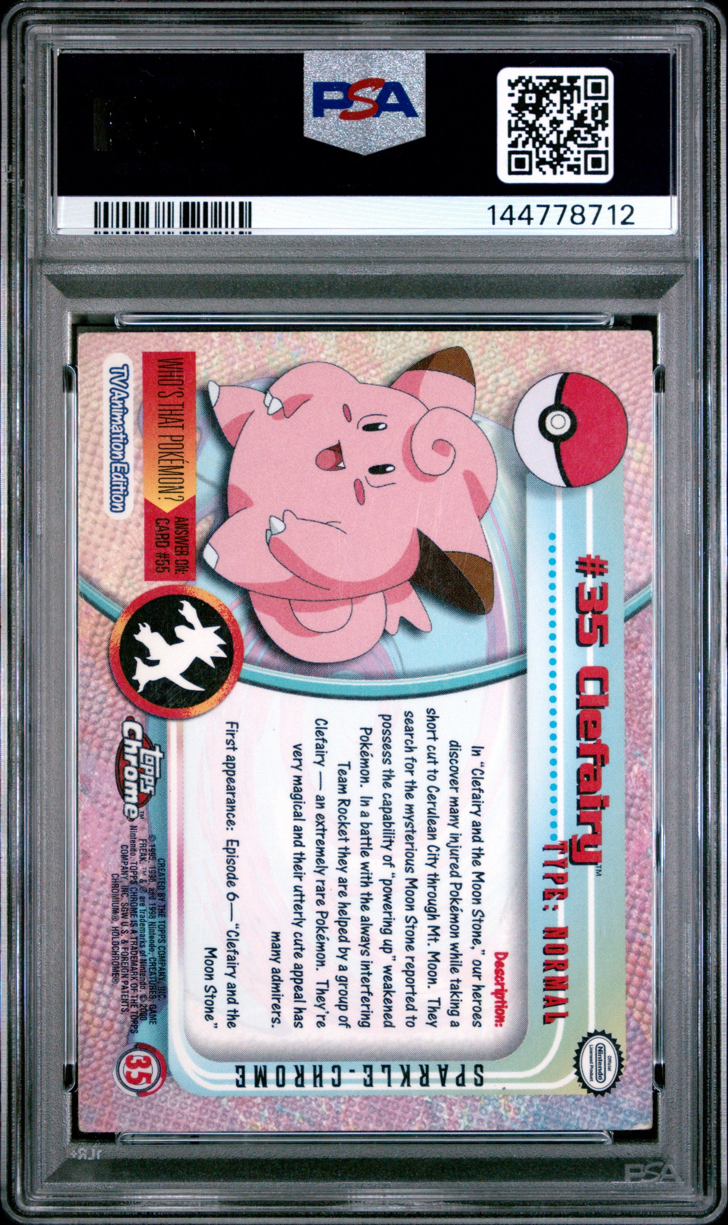 Graded Clefairy (35) SPARKLE Holo - Topps Chrome T.v. - PSA 4